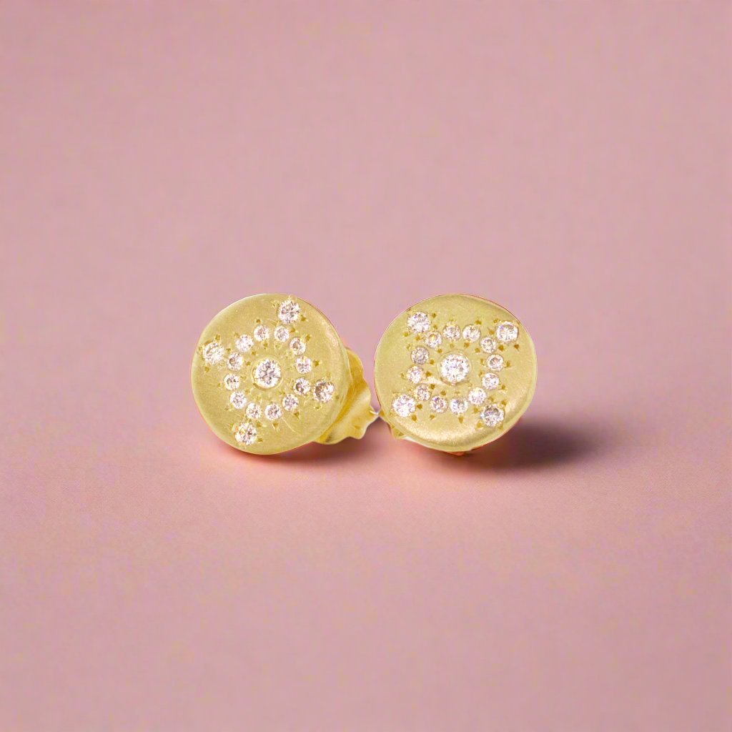 Elegant Petite Shimmer Diamond Stud Earrings for Women - 14K Gold Plated Hypoallergenic Jewelry - Perfect for Weddings, Anniversaries & Everyday Wear