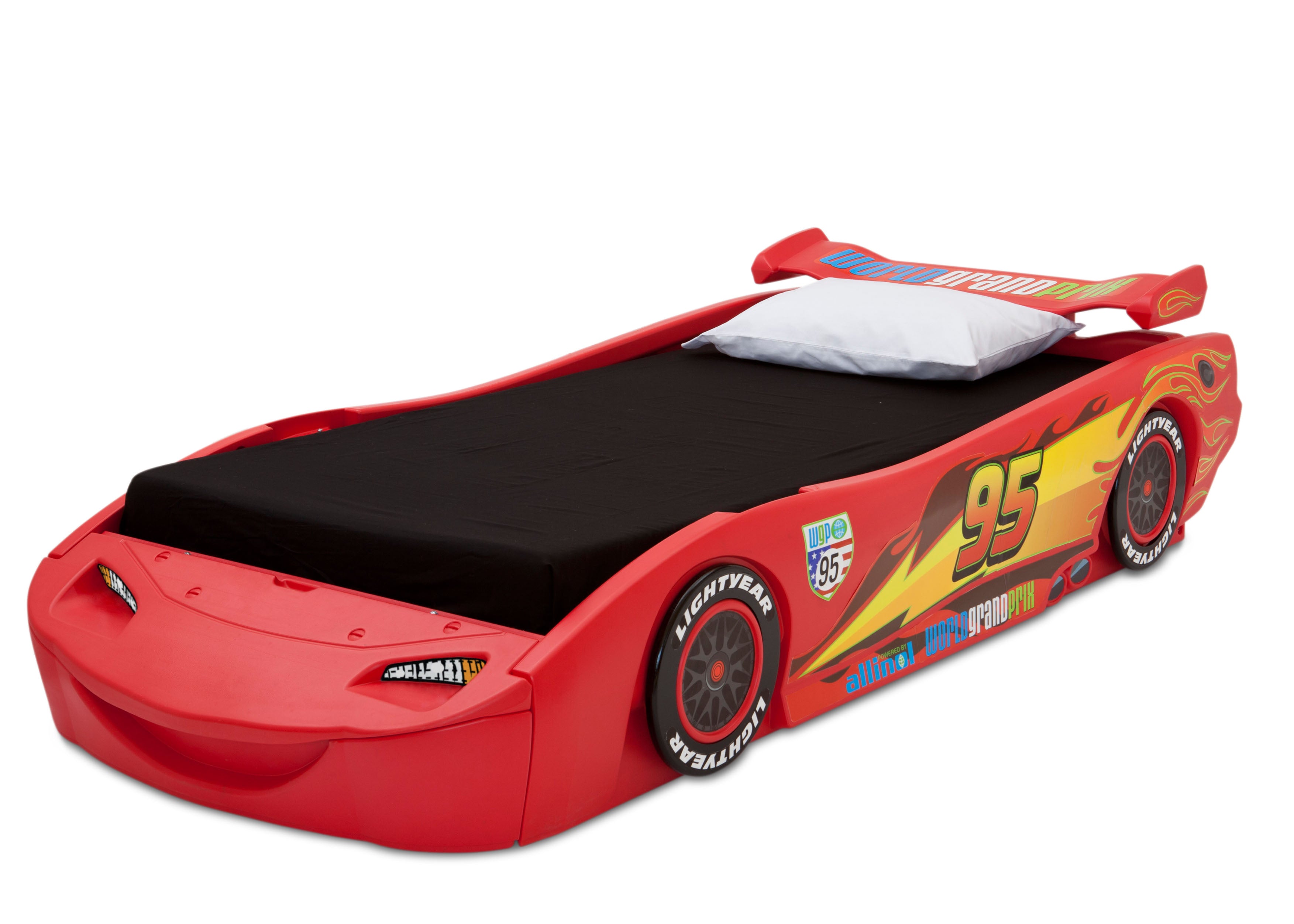 Cars Twin Bed for Kids - Sturdy Wooden Frame with Safety Rails - Perfect for Toddlers & Children's Bedrooms, Playrooms & Sleepovers