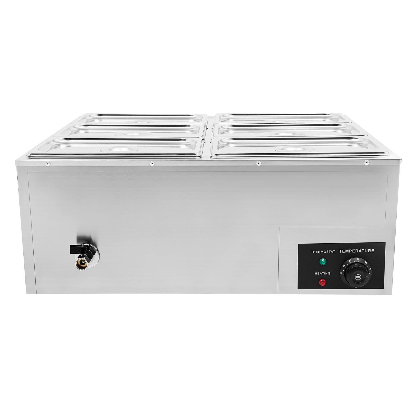 6-Pan Commercial Food Warmer Buffet Server - Stainless Steel Electric Food Warmer Tray with Adjustable Temperature - Perfect for Catering, Buffets, Restaurants and Party Food Serving