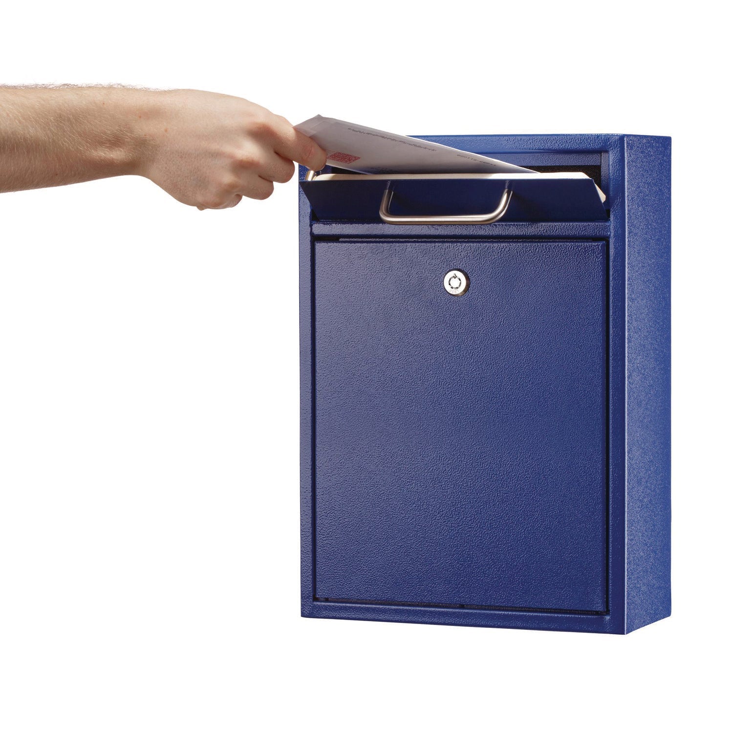 AdirOffice Large Wall Mounted Secure Drop Box - 11.2 x 4.7 x 16.2 Inch Blue Mailbox for Home & Office - Perfect for Package Delivery, Mail Collection and Secure Document Storage