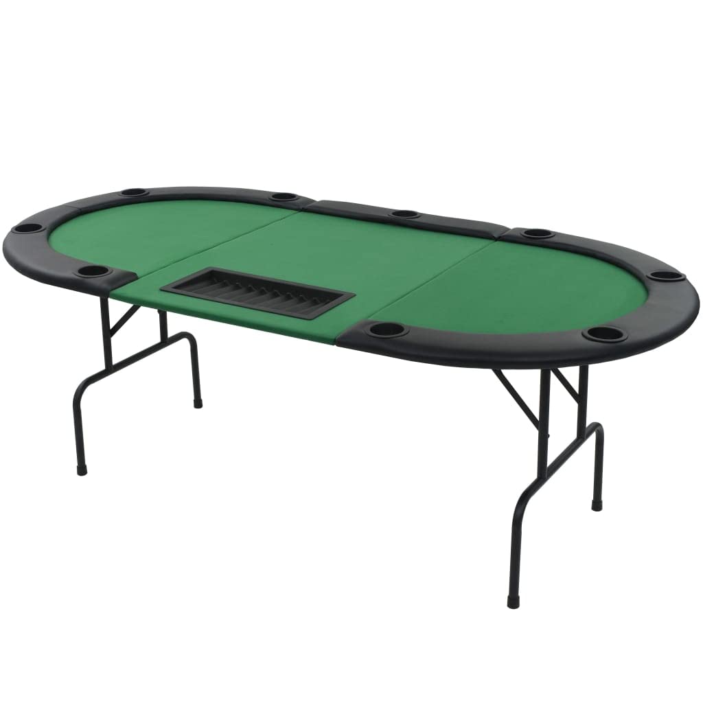CHARMMA 9 Player Foldable Poker Table with Cup Holders & Padded Rails - 81.1