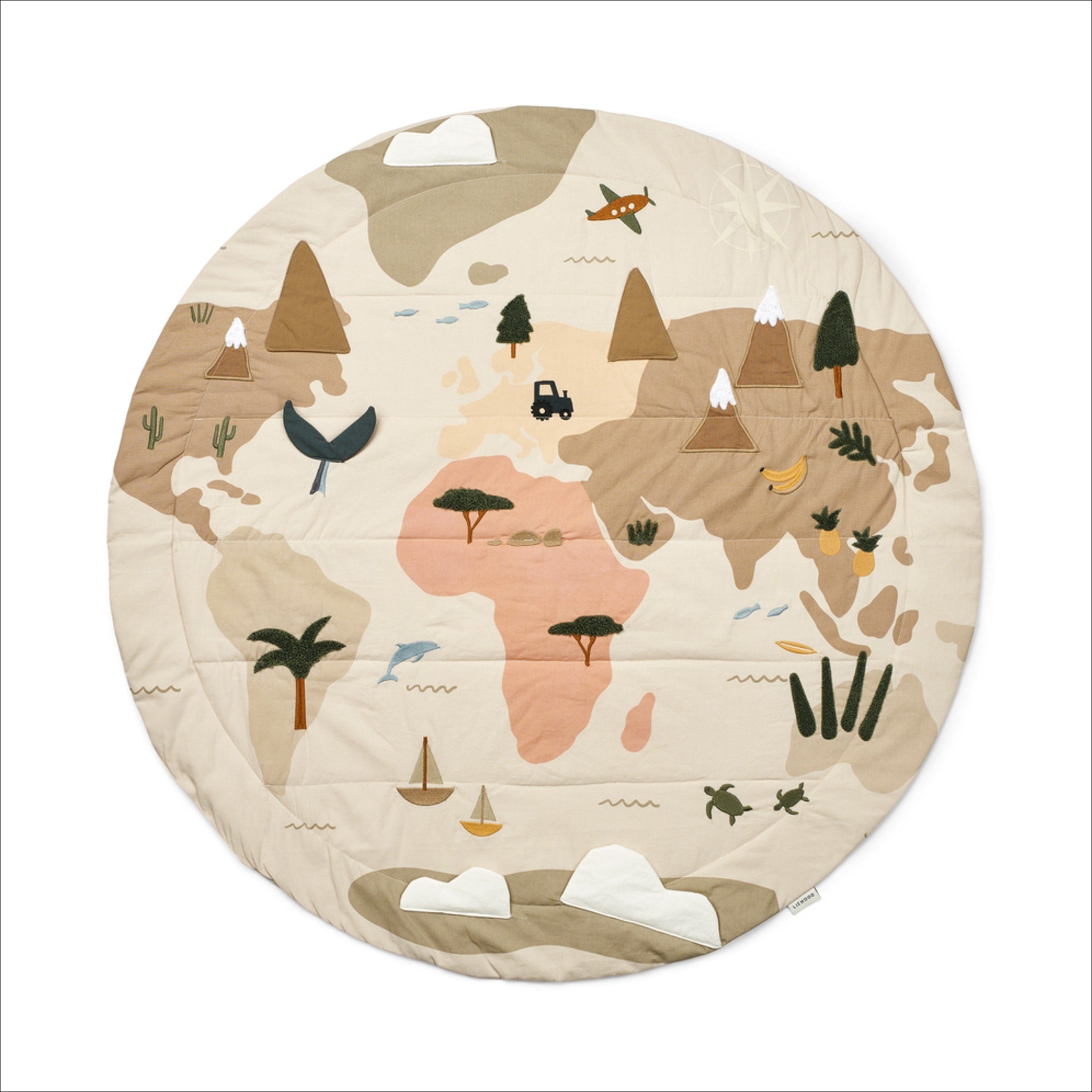 LIEWOOD Adonna Portable Organic Cotton Activity Blanket with World Map Design - Perfect for Travel, Picnics, and Outdoor Play