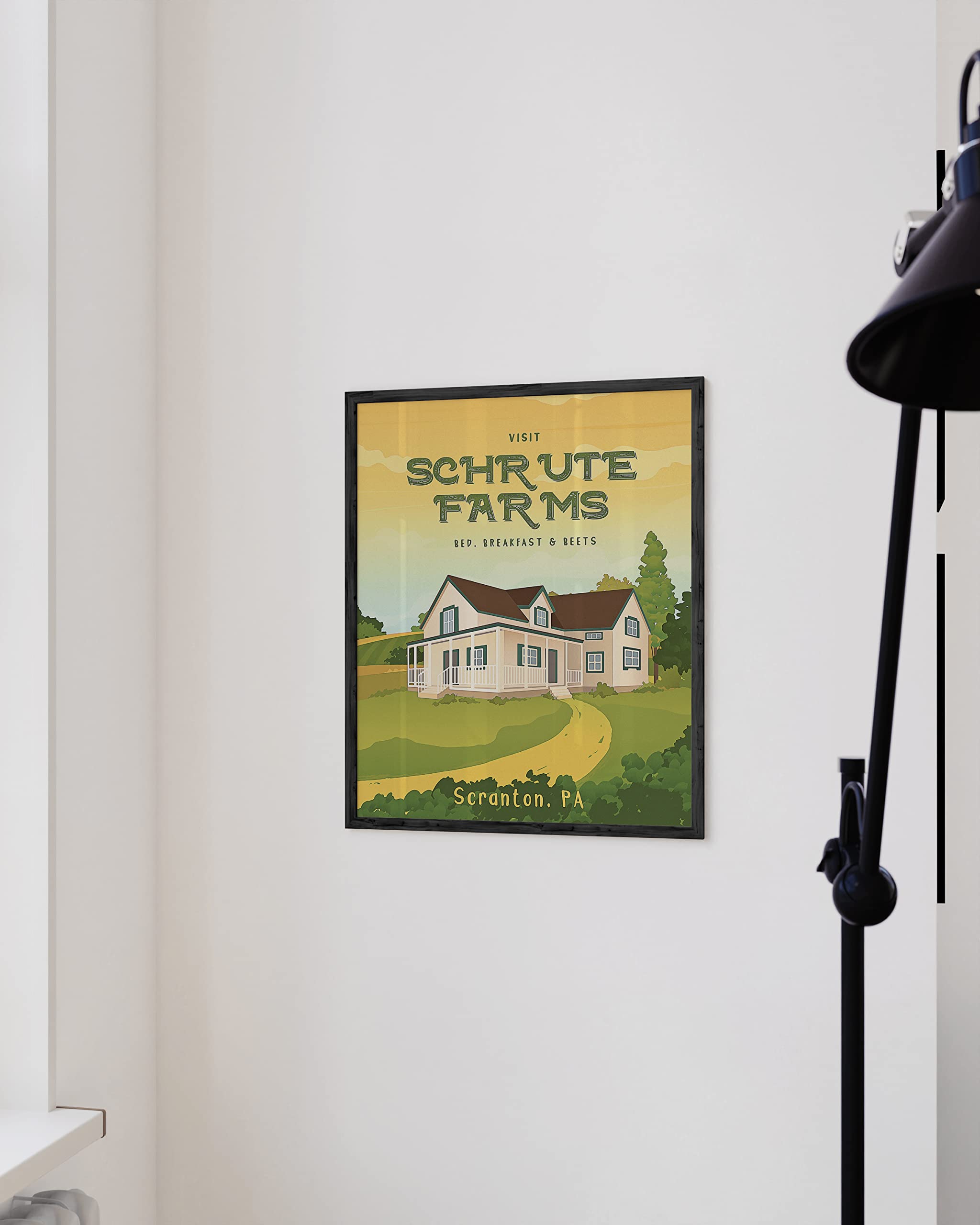 HAUS AND HUES Schrute Farms Dwight Schrute Office Poster - 12x16 Black Framed Wall Art for Home & Office Decor - Perfect for The Office Fans, TV Show Memorabilia & Workspace Inspiration