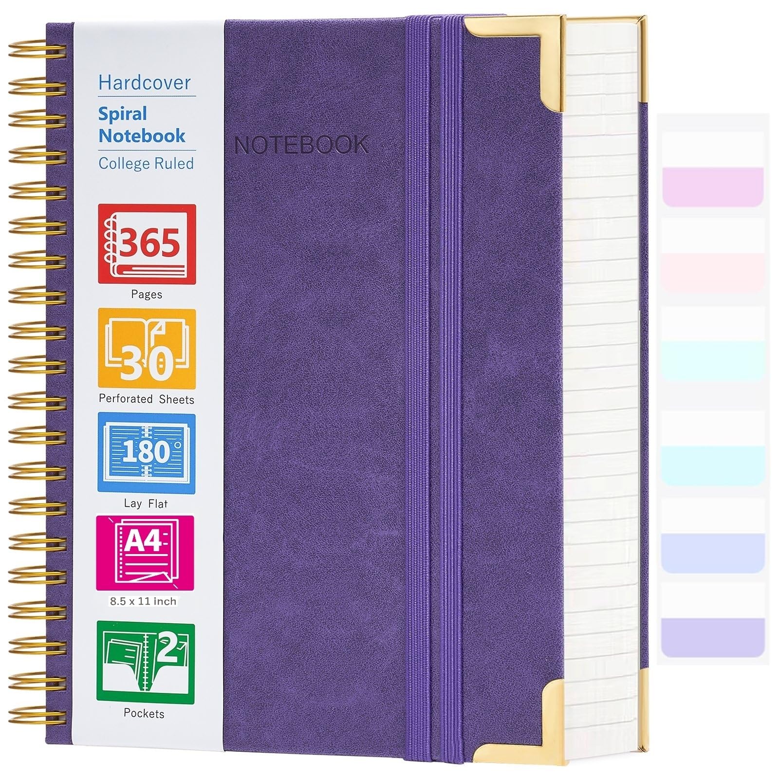 Premium Spiral Notebook - 365 Page Hardcover College Ruled Journal, 8.5