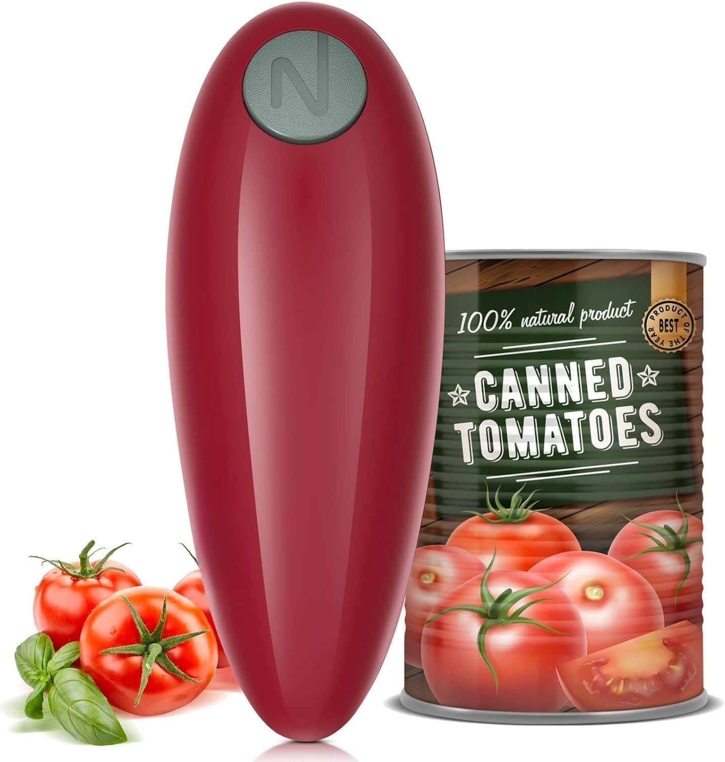 Electric Can Opener - One Touch Automatic Opener with Smooth Edge, Battery Powered for All Can Sizes, Easy to Use for Seniors & Arthritis - Perfect for Kitchen, Camping & Emergency Preparedness (Red)