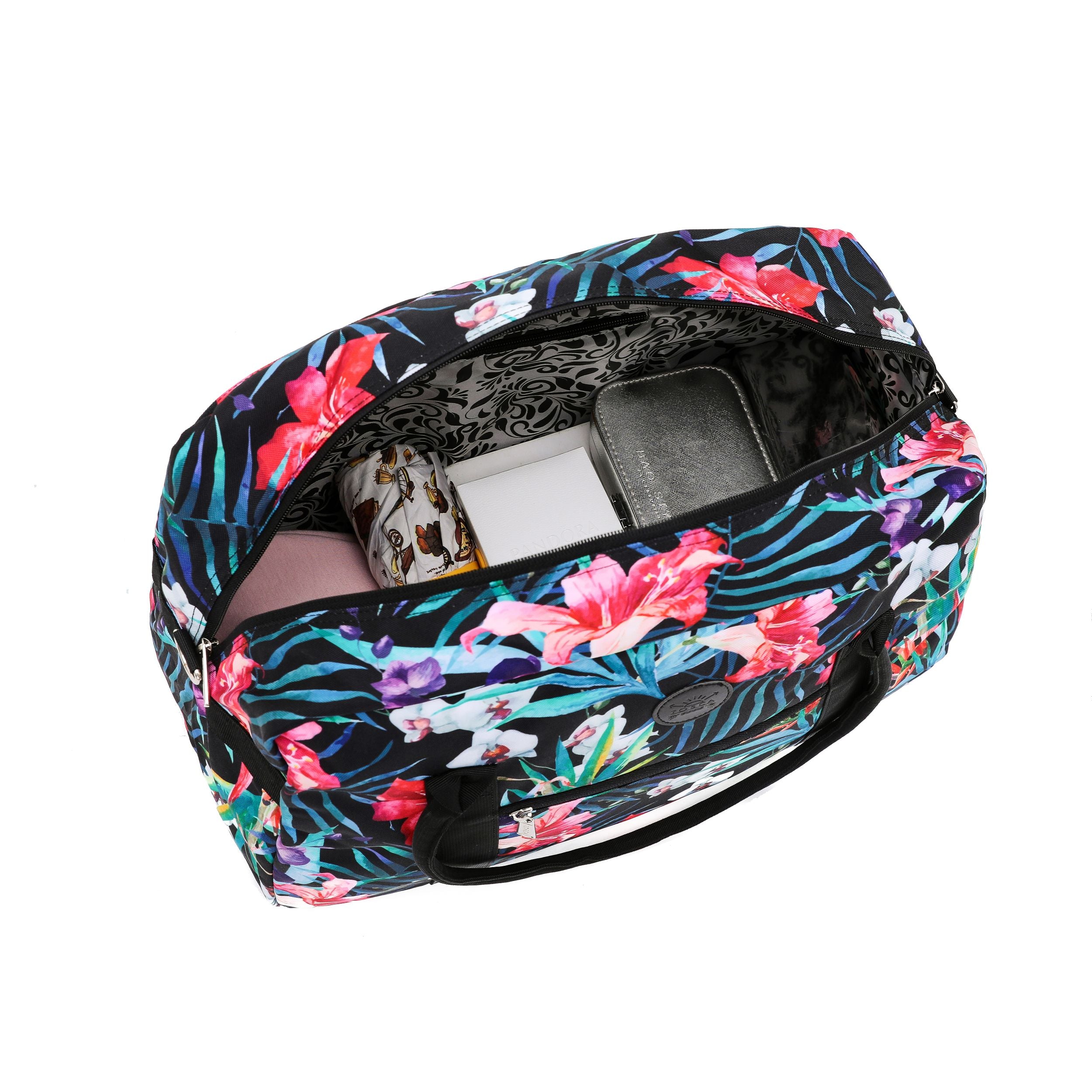 Tosca TCA935 Fashion Tote Duffle Bag for Women - Stylish Black & Multi-Color Large Shoulder Bag - Perfect for Travel, Gym, Work & Weekend Getaways