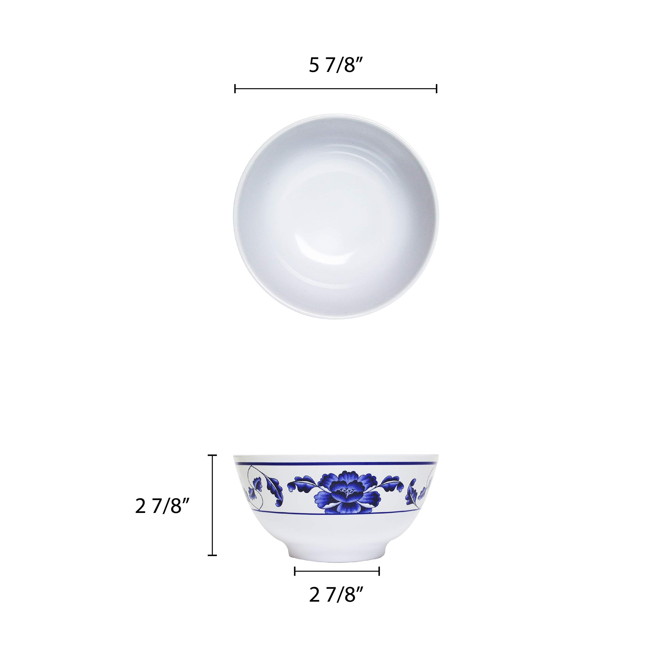 Premium 25 oz Melamine Rice Bowl Set of 12 - Durable 5 7/8