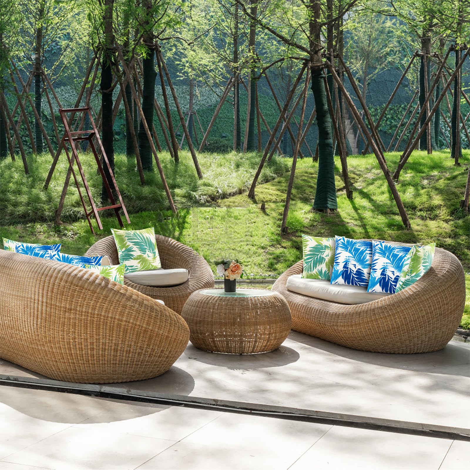 **JMGBird Waterproof Outdoor Pillows Set of 2 - 18×18 Inch Throw Pillows with Insert for Patio Furniture - Perfect for Garden, Deck, Poolside & Outdoor Lounging**