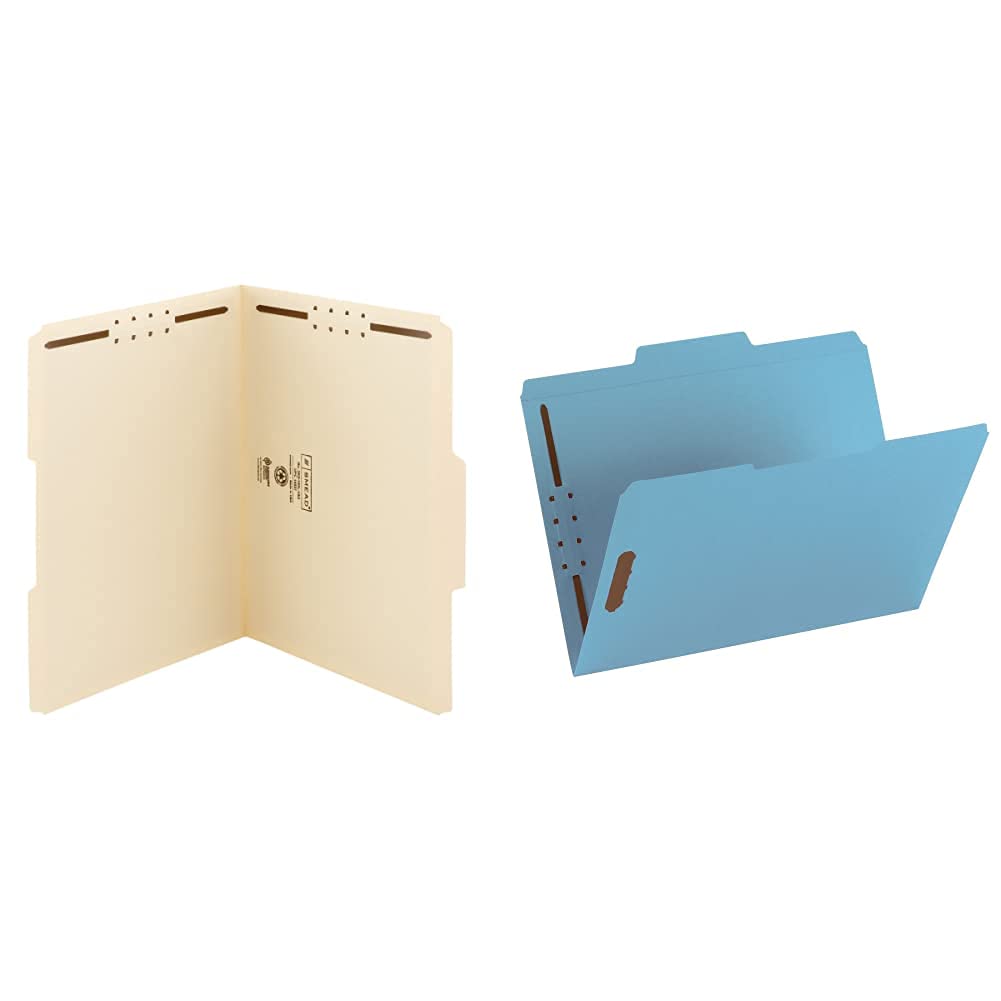 Smead Fastener File Folders - 2-Pack (14537 & 12040) - Letter Size Hanging File Folders for Office Organization - Perfect for Filing Cabinets, Document Storage & Home Office Use
