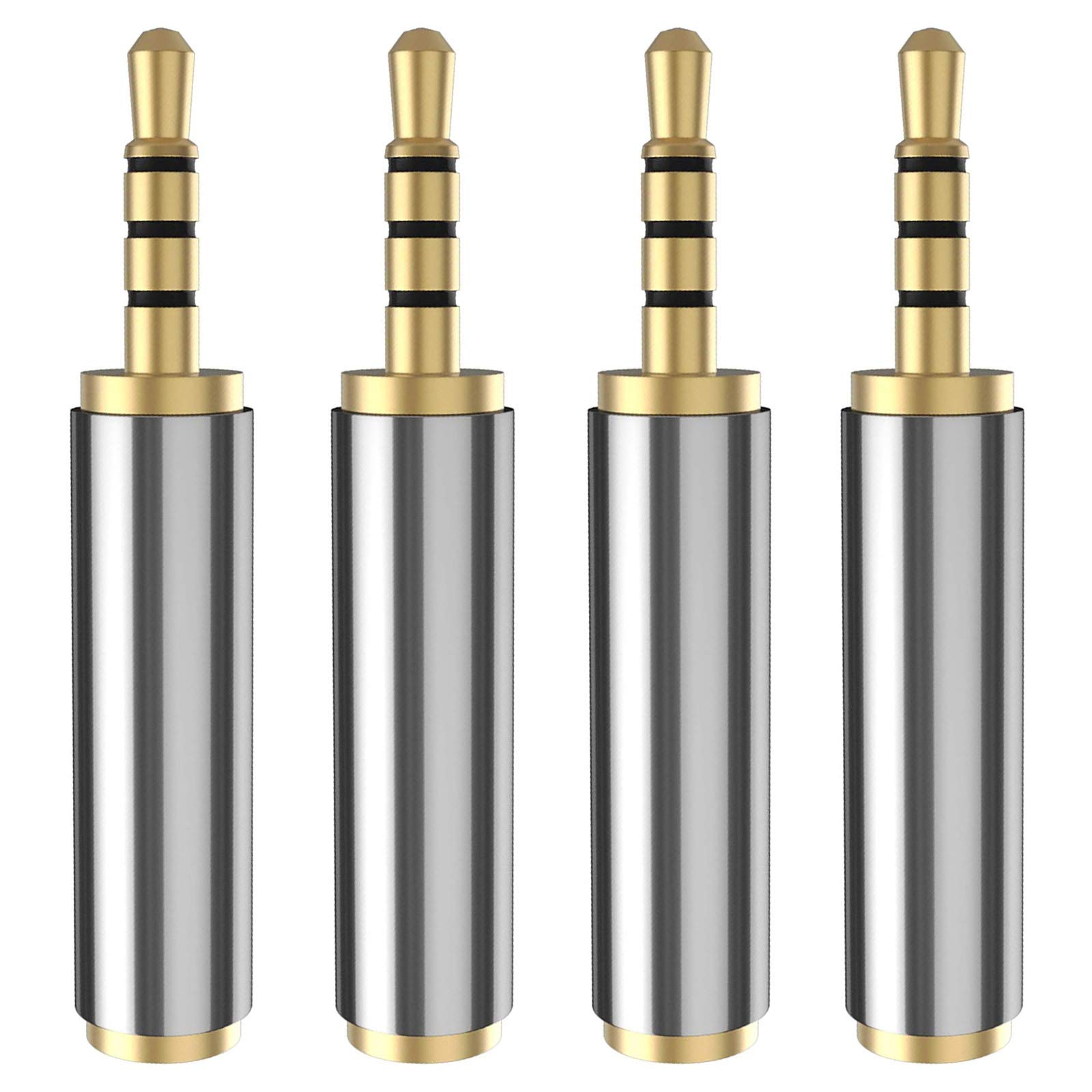 4 Pack 2.5mm Male to 3.5mm Female Gold Plated Audio Adapter - Stereo Headphone Jack Converter with MIC Support for Earphones, Headphones, Speakers & Recording Devices - Perfect for Music Lovers, DJs & Studio Use