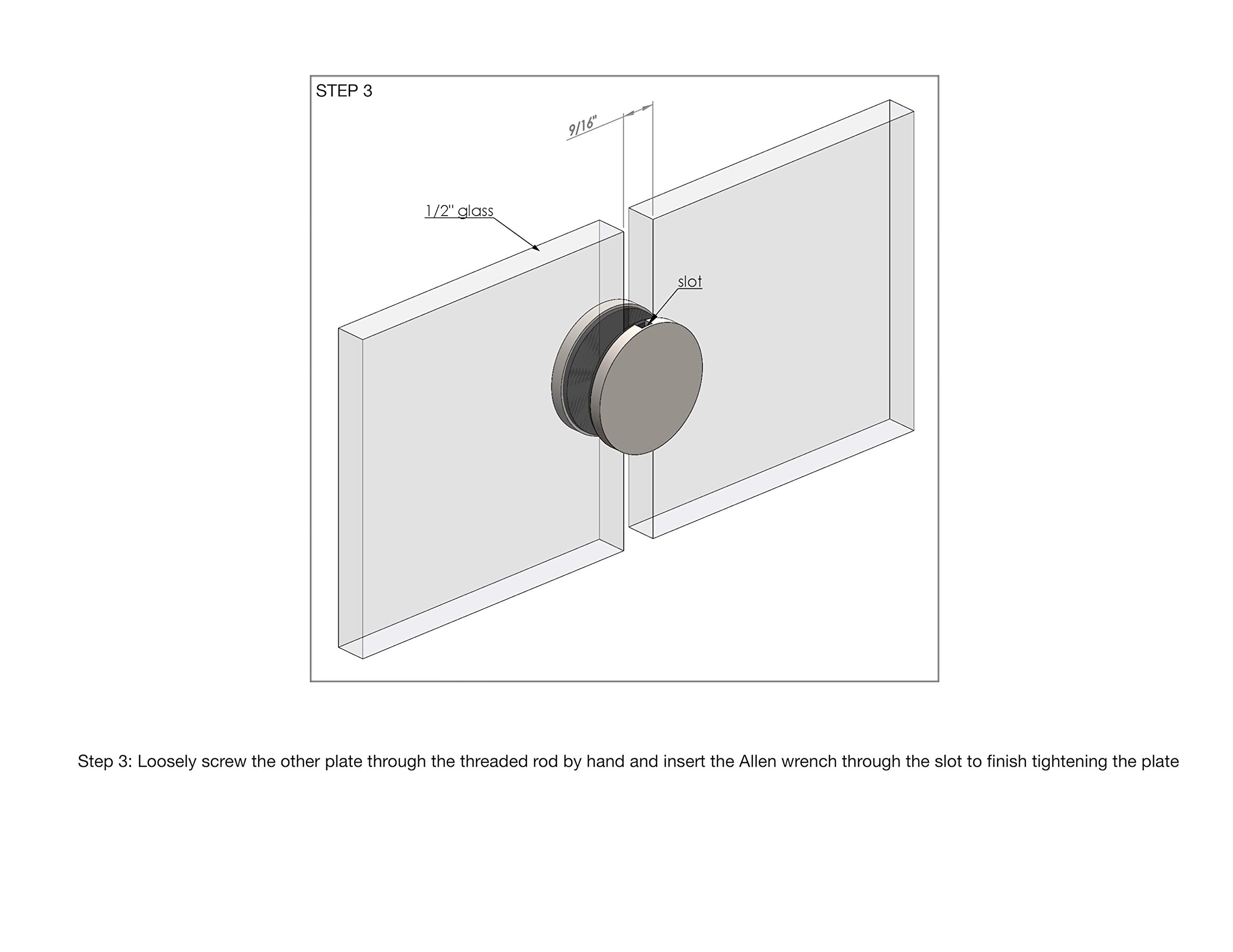 Stainless Steel Round Button Glass Panel Stabilizer Clamp for Glass Railings - Pack of 2 - Satin Finish by Inline Design - Perfect for Balcony, Staircase & Deck Safety Railings