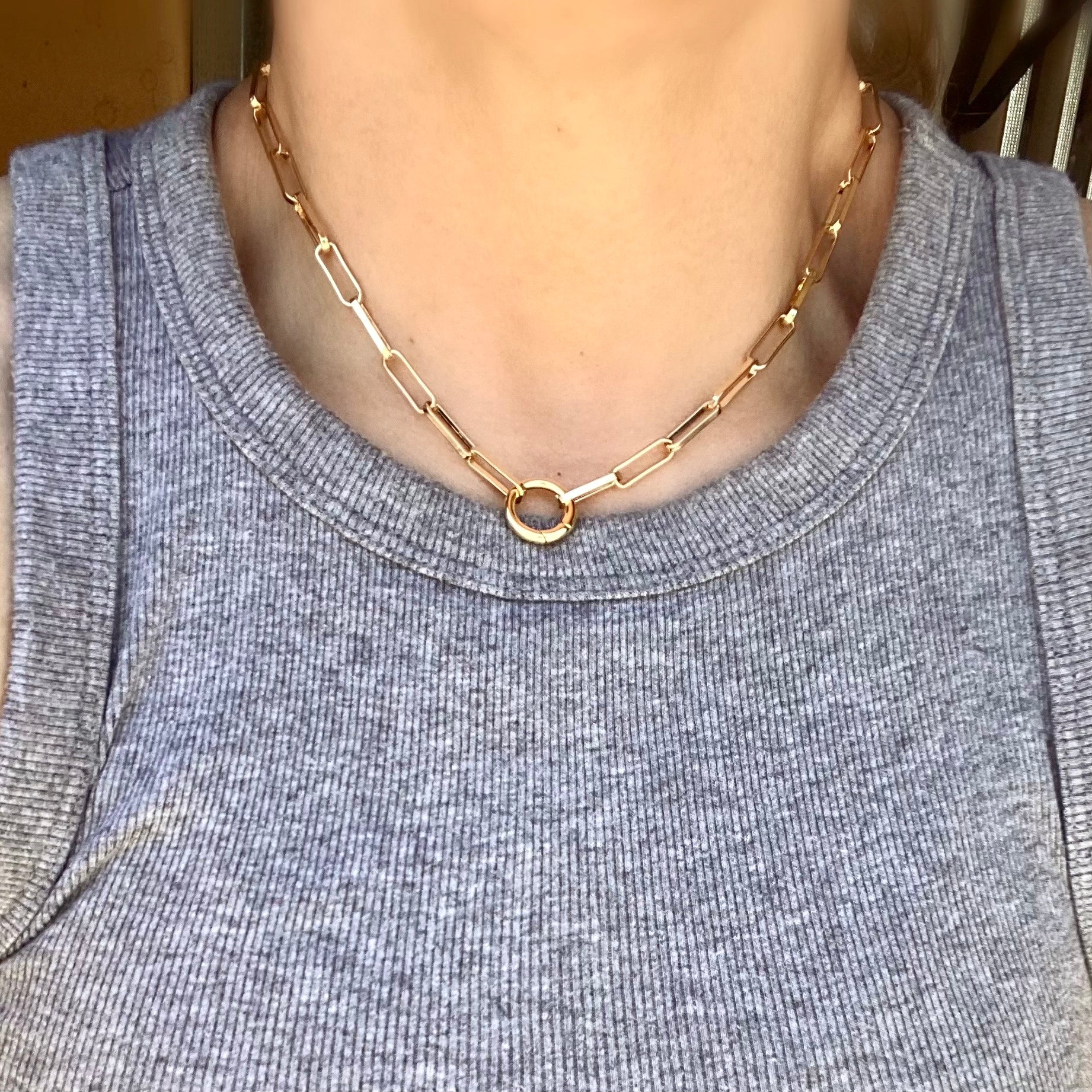 18K Gold Filled Paperclip Chain Necklace with Lobster Clasp - Dainty Minimalist Jewelry for Women, Perfect for Layering, Everyday Wear & Gift Giving
