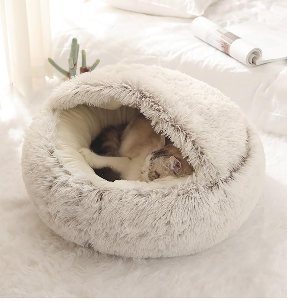 Lapcatz Nest Bed - Cozy Cat & Dog Bed with Removable Cover, 40cm Plush Velvet Pet Cave for Indoor Cats & Small Dogs - Perfect for Winter Warmth & Comfort in Living Room or Bedroom