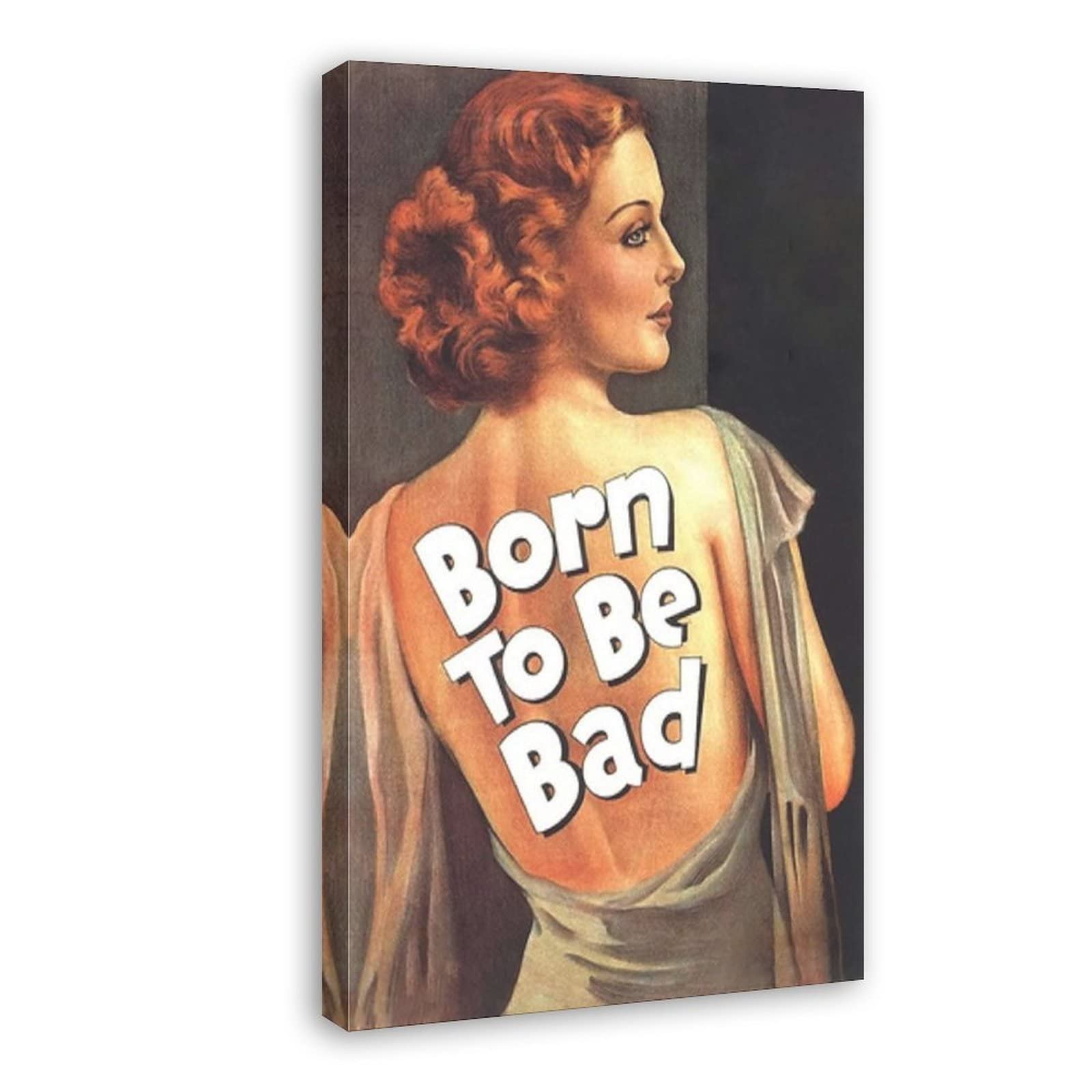 Born to Be Bad Movie Poster Wall Art - 12x18 Inch (30x45cm) Framed Canvas Print - Vintage Film Decor for Bedroom, Office & Man Cave - Perfect Gift for Movie Lovers & Pop Culture Fans