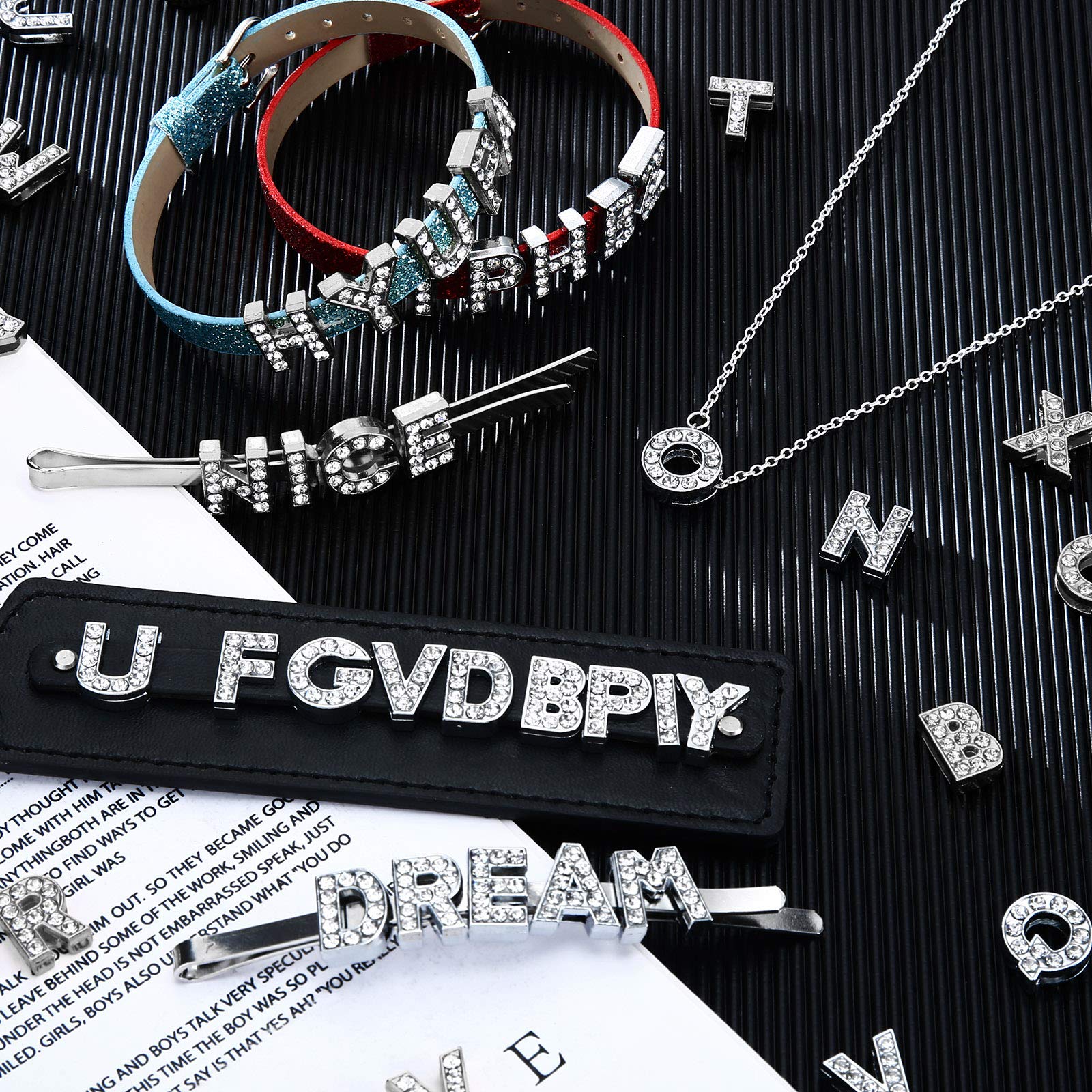 WILLBOND 104 Pcs A-Z 8mm Rhinestone Alphabet Charms - Full Set of Sparkling Letter Sliders for DIY Jewelry Making, Scrapbooking & Craft Projects - Perfect for Bracelets, Necklaces & Keychains