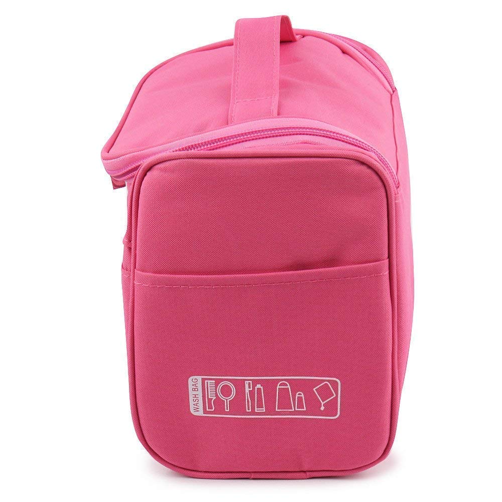 Onprix Travel Toiletry Bag with Hook - Waterproof Makeup Organizer Pouch for Women | Perfect Cosmetic Travel Kit for Vacation, Gym & Airplane (Pink)