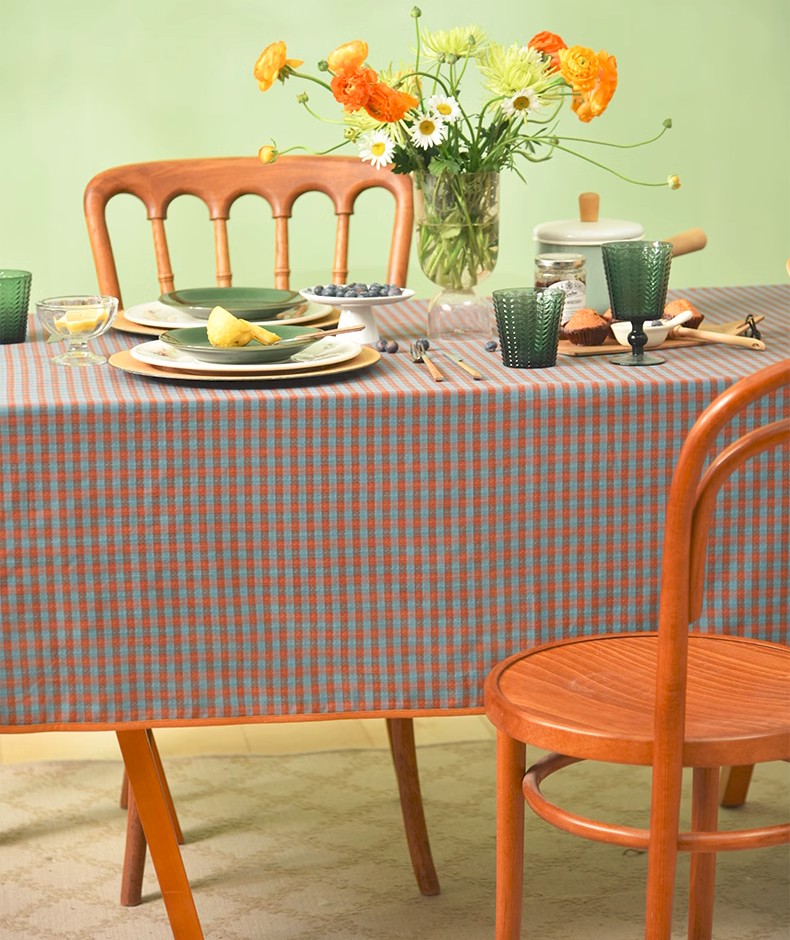 Premium Cotton Checkered Tablecloth - Washable Rectangle Table Cover for Kitchen, Dining Room & Coffee Table - Farmhouse Style Home Decor for Everyday Use & Special Occasions