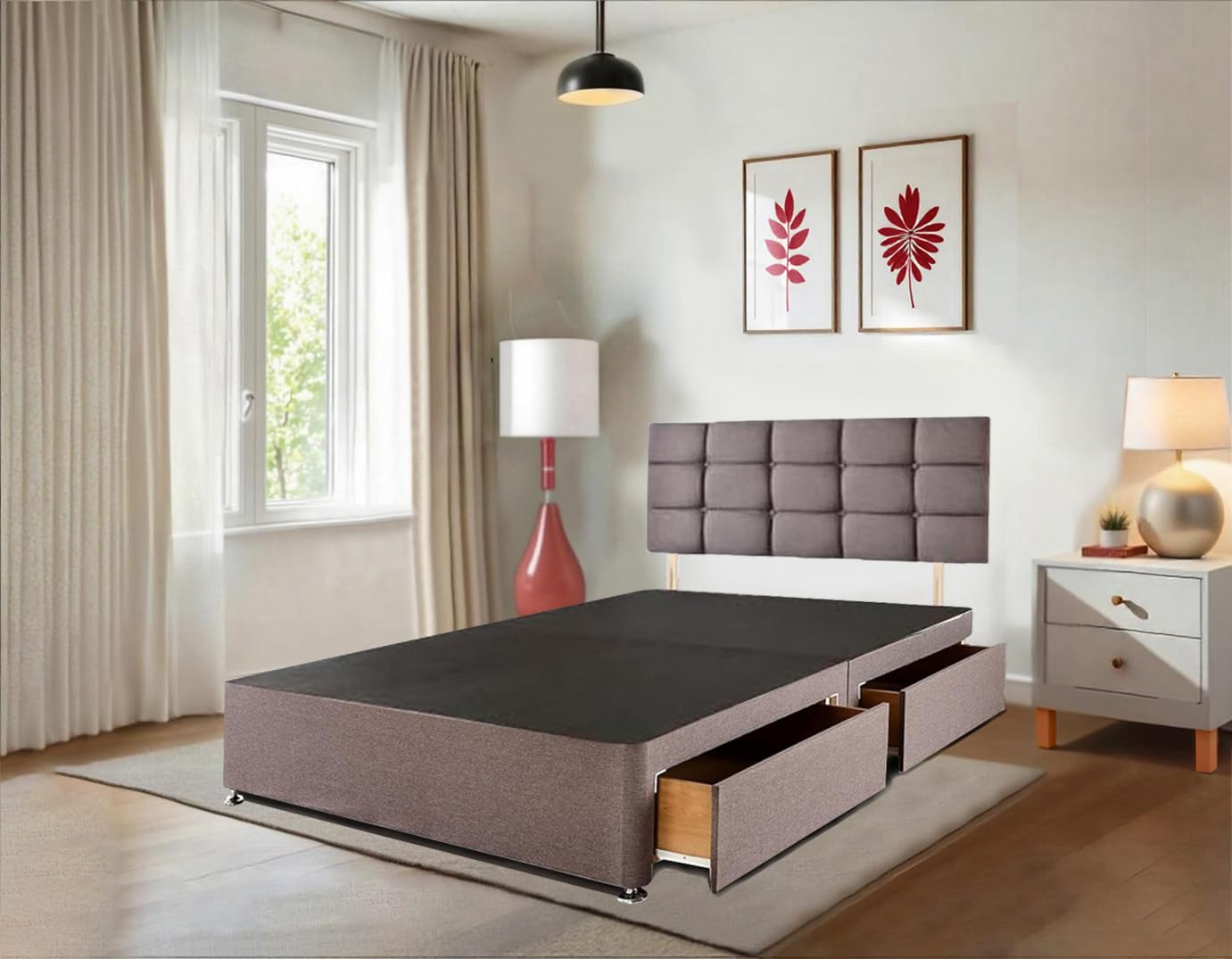 Grey Double Divan Bed with 20