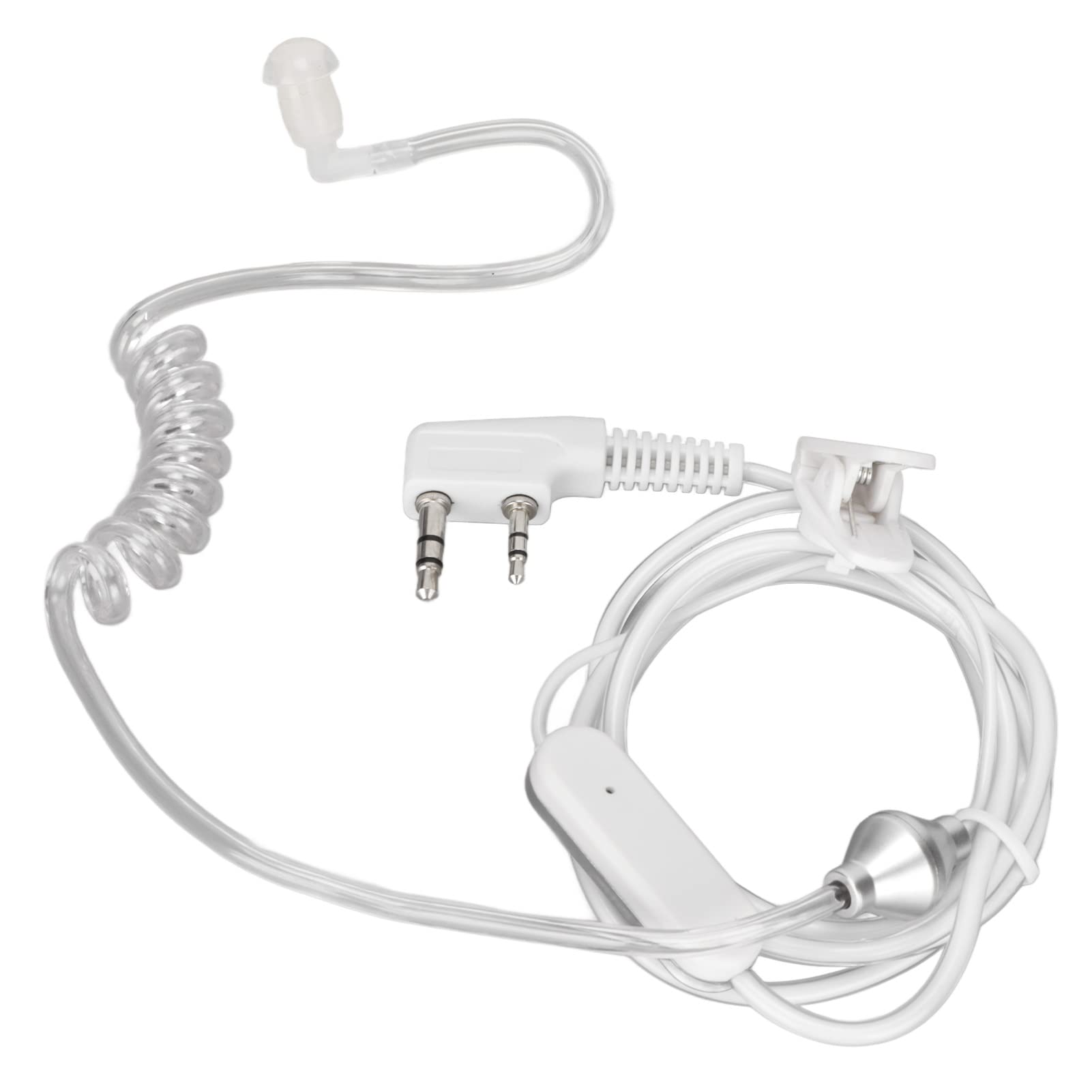 2 Pin Acoustic Tube Earpiece Headset - Clear Coil Clip Surveillance Kit for Walkie Talkie (UV5R BF480 V7 V8) | Comfortable 2-Way Radio Communication for Security, Construction & Outdoor Activities