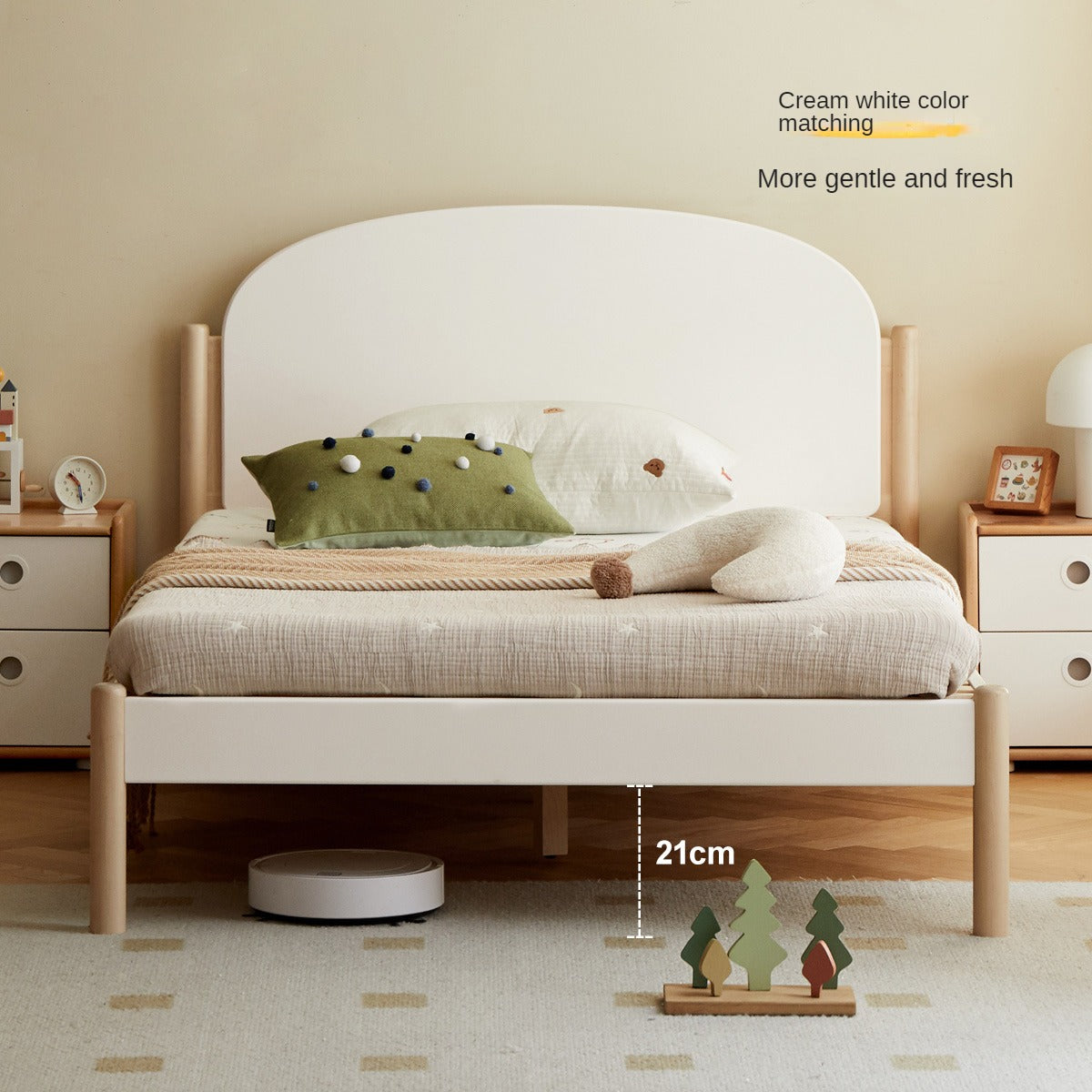 Solid Wood Poplar Kids Bed for Boys & Girls - Durable & Safe Children's Bedroom Furniture for Toddler to Teen Years