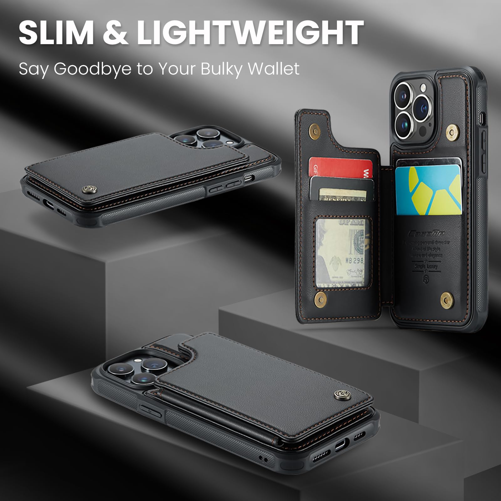 **Kowauri iPhone 15 Pro Case (6.1 inch) - PU Leather Wallet Case with Card Holder, RFID Blocking, Magnetic Closure & Shockproof Protection - Stylish & Secure for Women & Men - Perfect for Work, Travel & Daily Use**