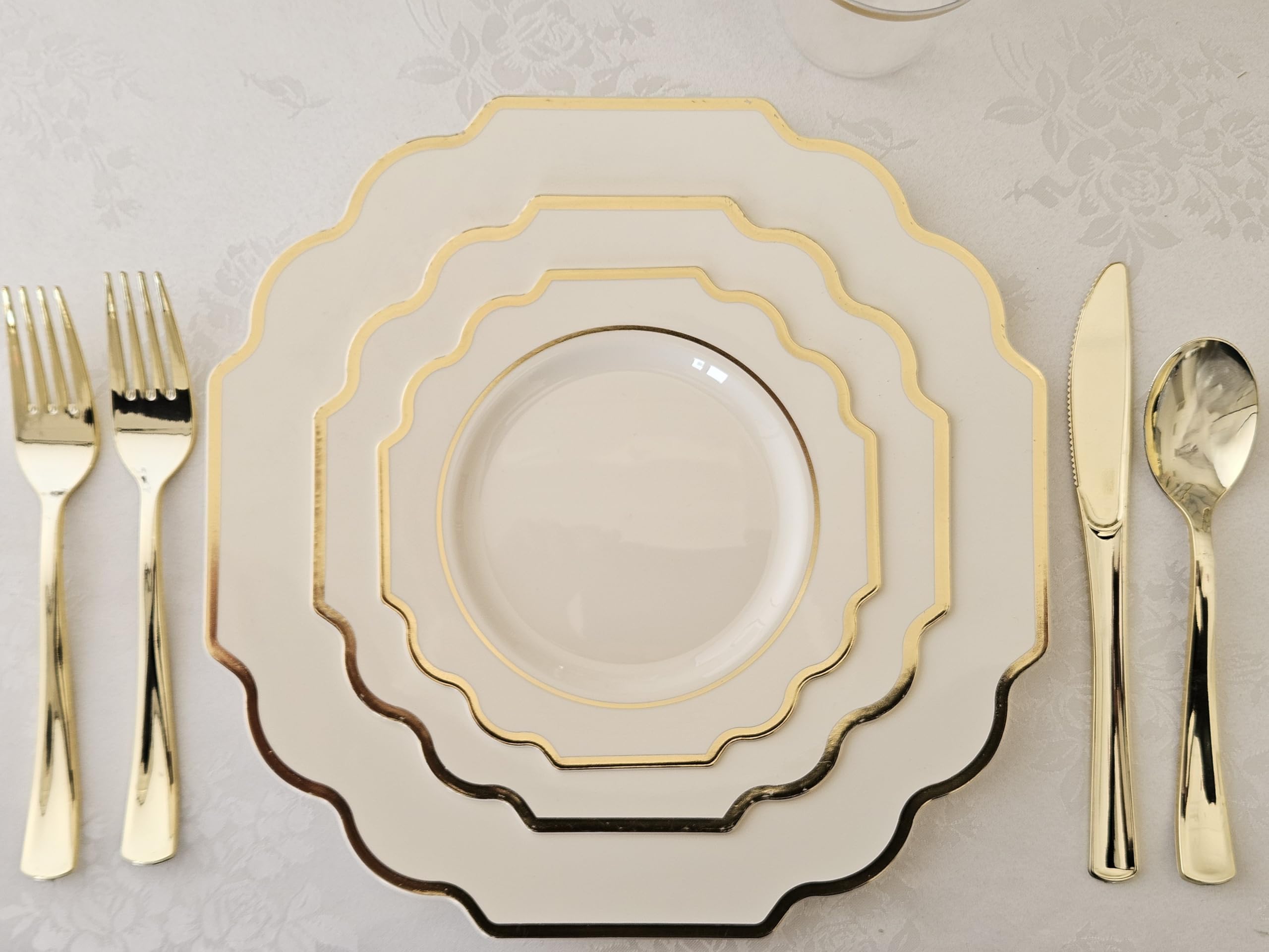360-Piece Disposable Wedding Plate and Silverware Set (60 Guests) - 10.5