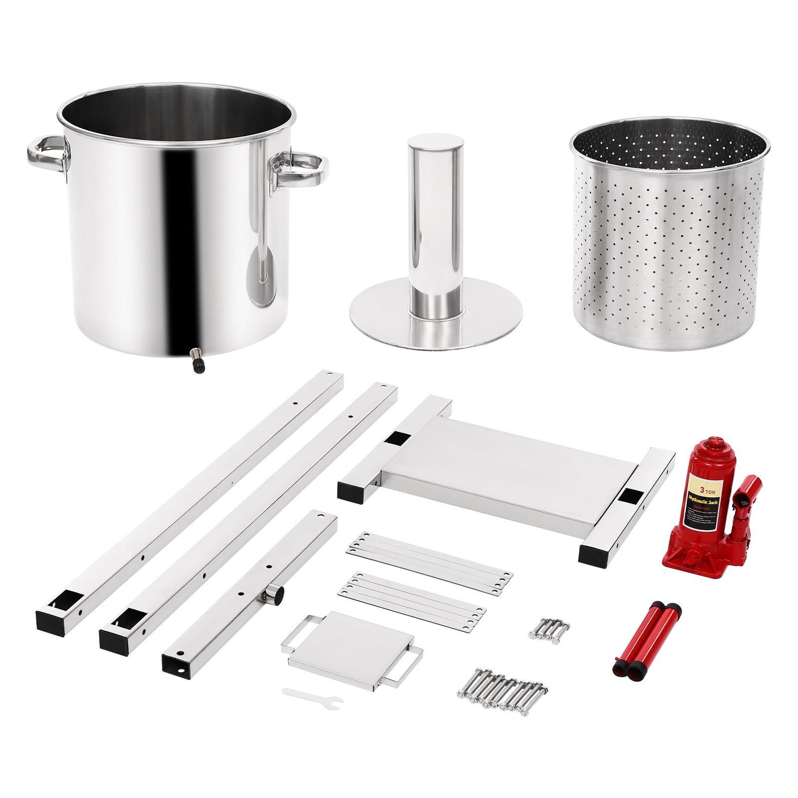 22L Large Capacity Manual Fruit Wine Press - Hydraulic Grape, Apple, Cider Press for Home Brewing | Perfect for Wine Making, Vegetable Juicing, Honey & Olive Oil Extraction | Great for Home Brewers, Farmers Markets & DIY Enthusiasts