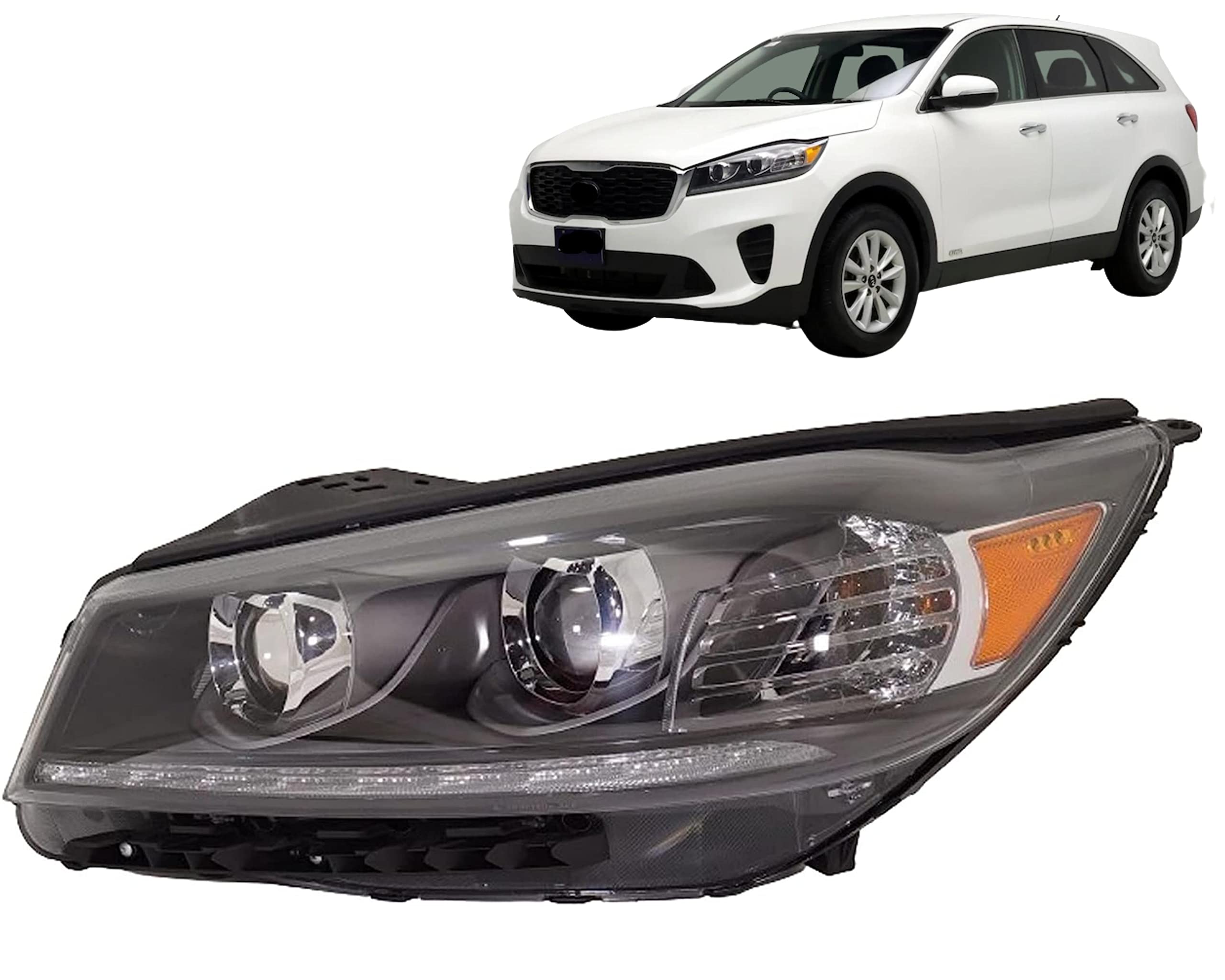 Go-Parts - Replacement Headlight Assembly for Kia Sorento 2019-2020, Left Driver Side Halogen Headlamp (Non-Adaptive) - Perfect for Night Driving & Road Safety