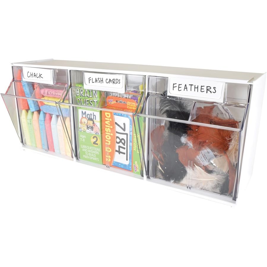 Deflecto White Interlocking Storage Organizer Tilt Bin - 9.5