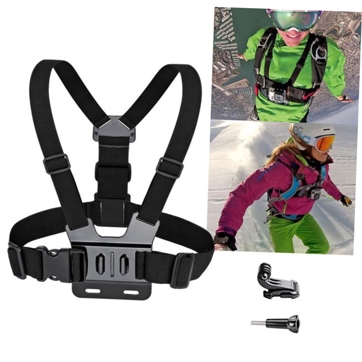 HOMSFOU 3-Pack Sports Camera Chest Mount Harness for GoPro Hero 4/3+/3/2/1 - Adjustable Strap for Action Cameras - Perfect for Running, Cycling, Hiking & Outdoor Adventures