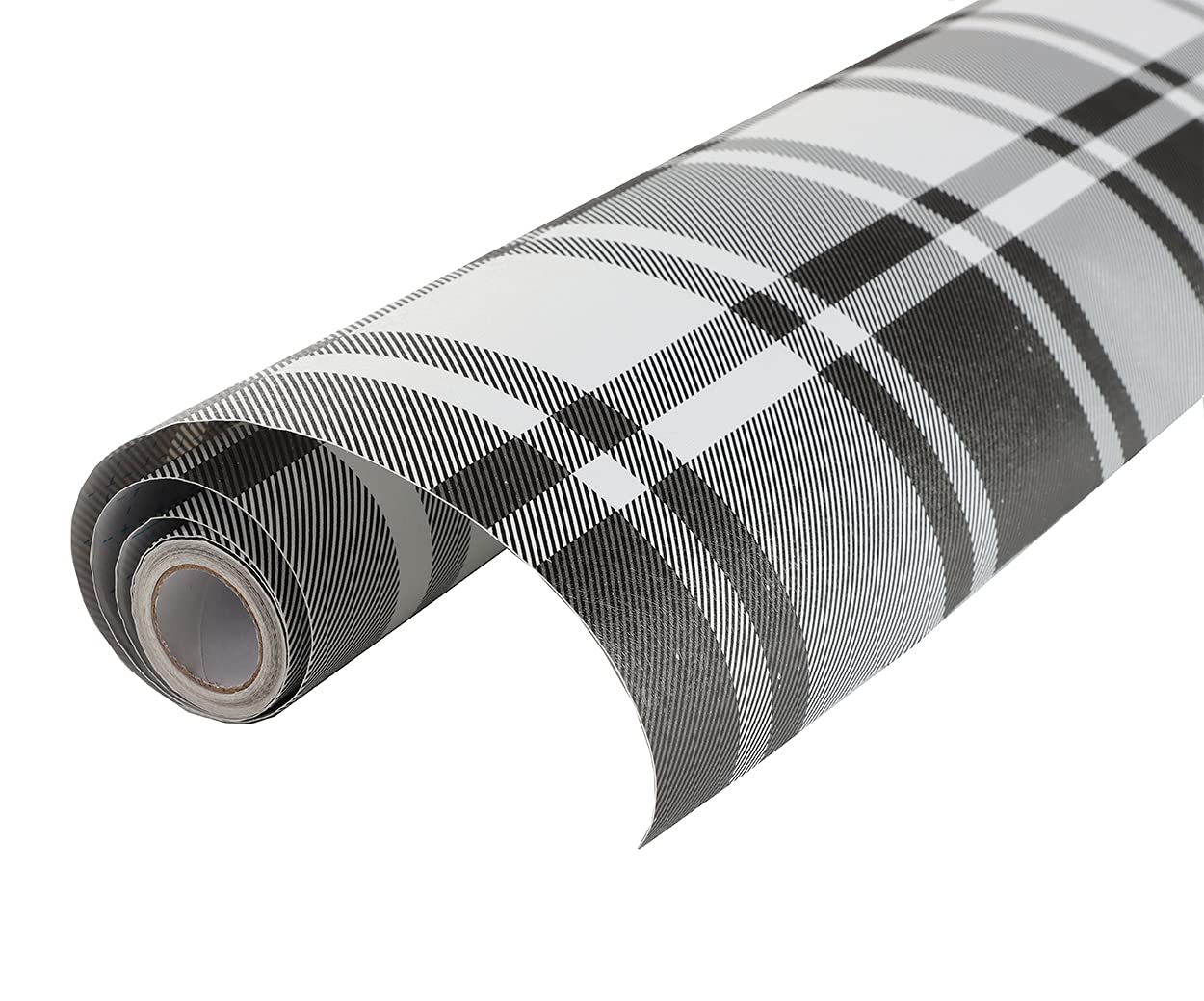 Self Adhesive Vinyl White and Black Plaid Shelf Liner - Waterproof Drawer & Cabinet Liner Paper for Kitchen, Bathroom, Dresser, Table, Cupboard - 17.7x117 Inch Removable Wallpaper for Walls, Furniture & DIY Arts Crafts - Perfect for Home Organization & Decoration