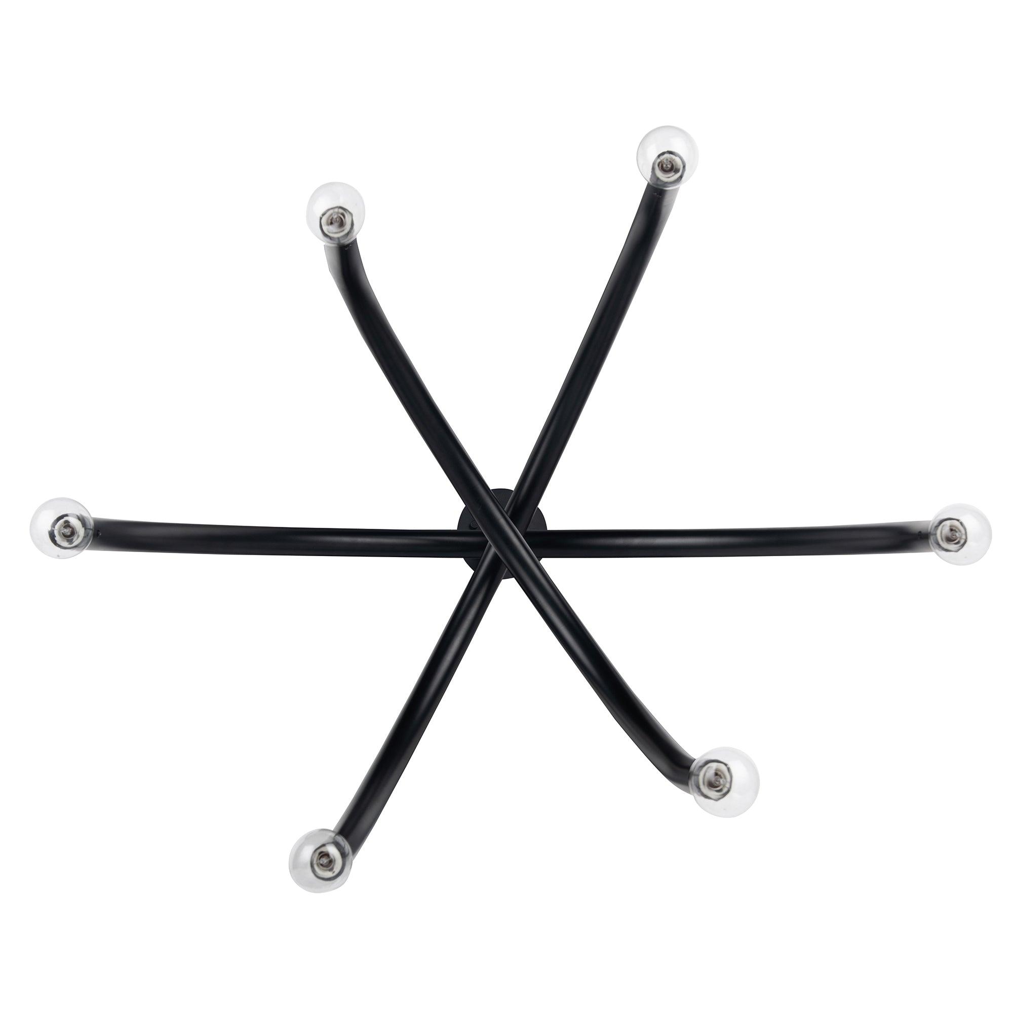 Mid Century Modern Black Dimmable 6-Light Chandelier - Elegant Dining Room Lighting for Home & Restaurant Decor