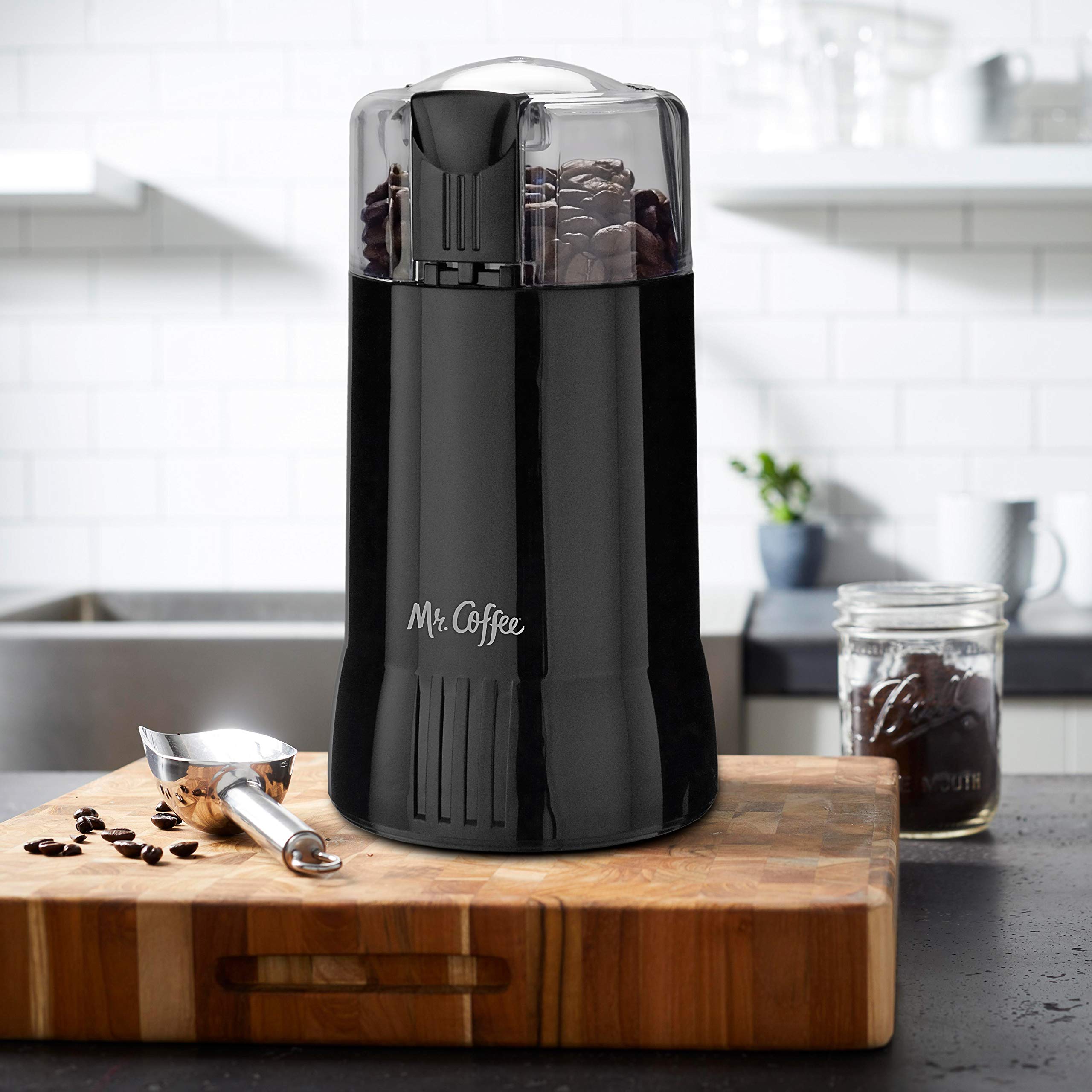 Mr. Coffee Electric Coffee Grinder for Fresh Ground Coffee - Stainless Steel Blades, Black - Perfect for Home, Office & Espresso Brewing