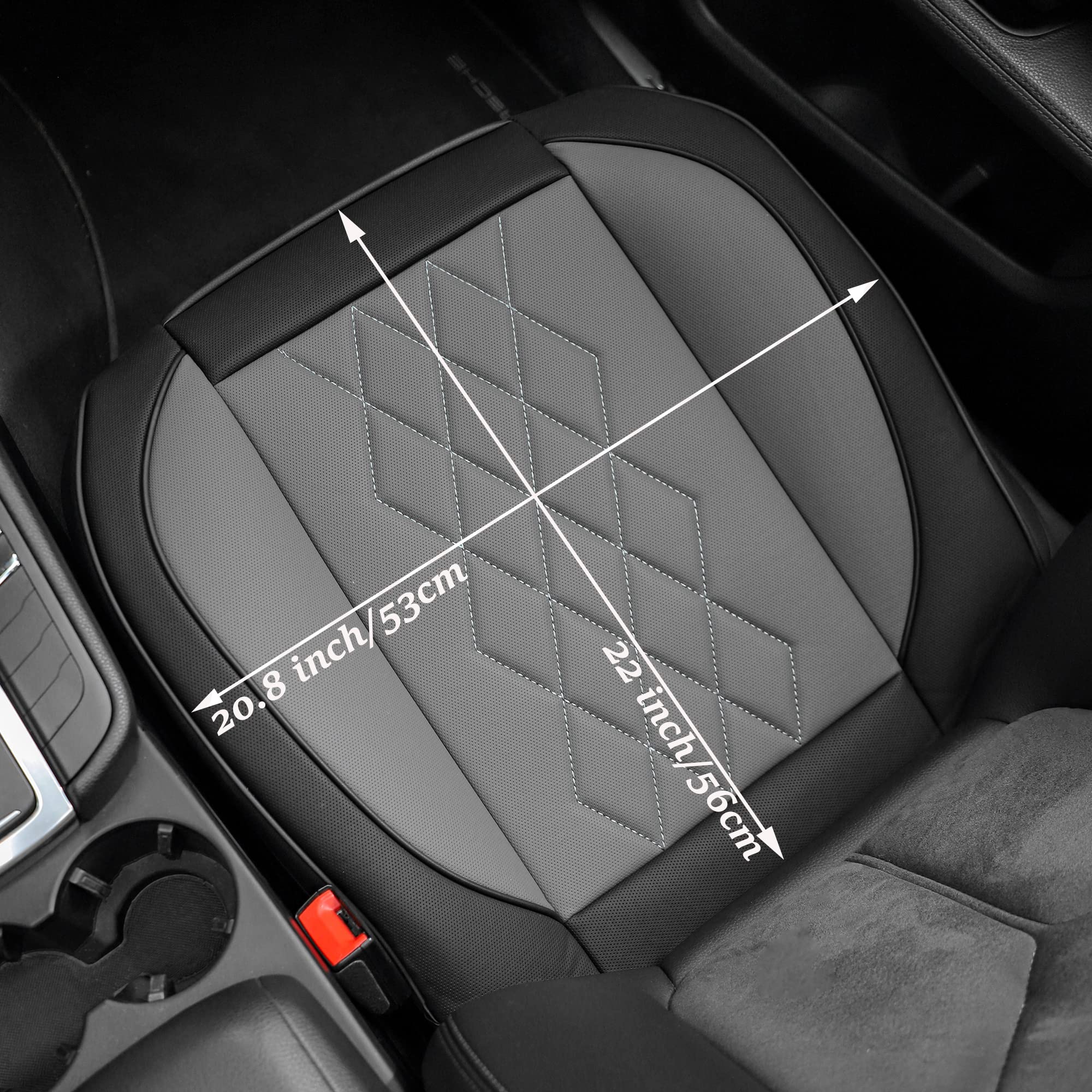 JOJOBAY 2-Pack Premium Leather Car Seat Covers - Anti-Slip Padded Front Seat Protectors for Most Vehicles (Fits 95% Cars, Grey) | Perfect for Daily Commute, Road Trips & Protecting Car Interior