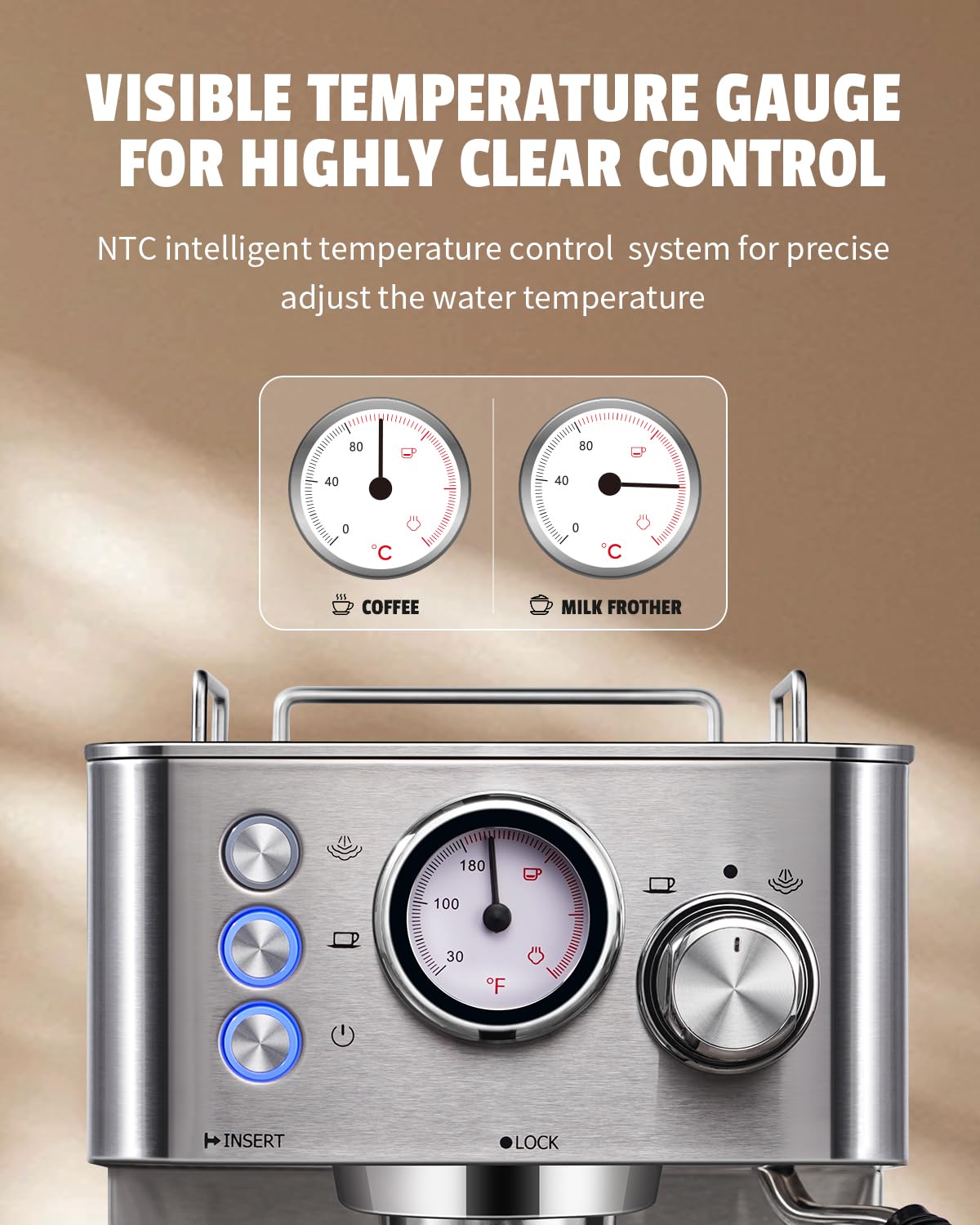 SHARDOR 20 Bar Pressure Espresso Machine with Milk Frother - Fast Heating Professional Coffee Maker for Home - Stainless Steel Latte & Cappuccino Maker with 50oz Removable Water Tank (1100W) - Perfect for Coffee Shops, Offices & Home Kitchens