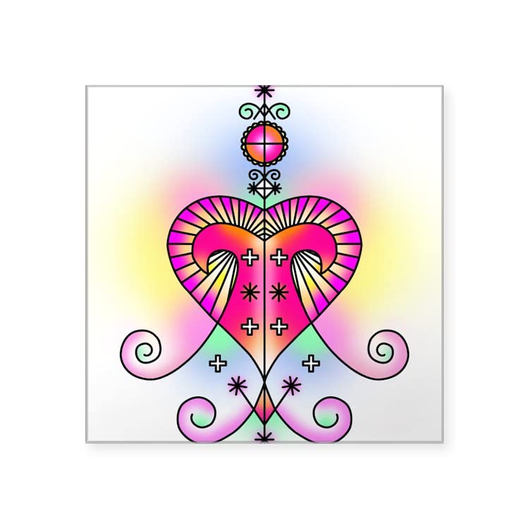 Voodoo Erzulie Veve Square Sticker - Waterproof Vinyl Bumper Sticker for Cars, Laptops & Windows - Perfect for Voodoo Altars, Hoodoo Decor & Spiritual Gifts