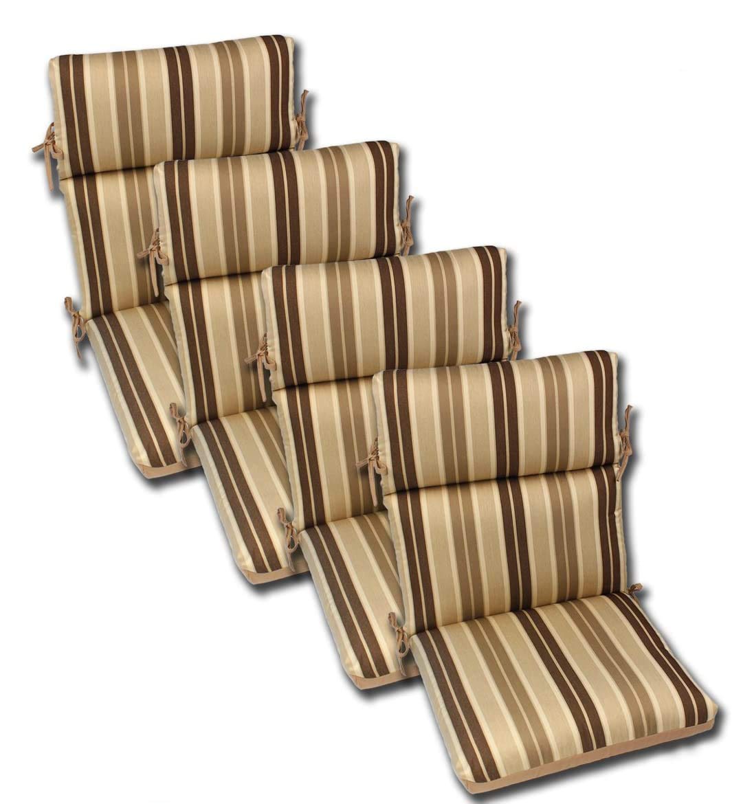 Set of 4 Reversible Outdoor Chair Cushions - 22x44x5 Inches Acrylic Channeled Design for Patio, Deck & Poolside Comfort - Weather-Resistant & Durable
