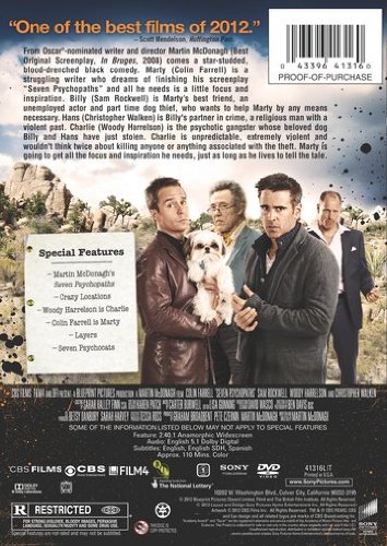 Seven Psychopaths DVD - Dark Comedy Crime Movie | Perfect for Movie Nights & Thriller Fans