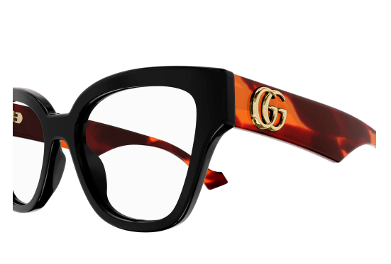 Gucci GG1424O 007 Black Havana Square Women's Eyeglasses | Designer Sunglasses for Women | Fashionable & UV Protection | Perfect for Daily Wear, Work & Outdoor Activities