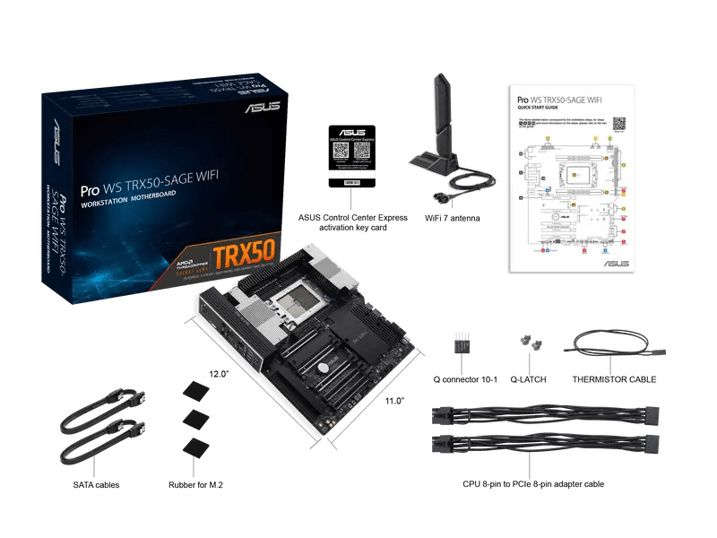 ASUS AMD Pro WS TRX50 SAGE WIFI sTR5 CEB Workstation Motherboard - High Performance for 3D Rendering, Video Editing & CAD Workstations