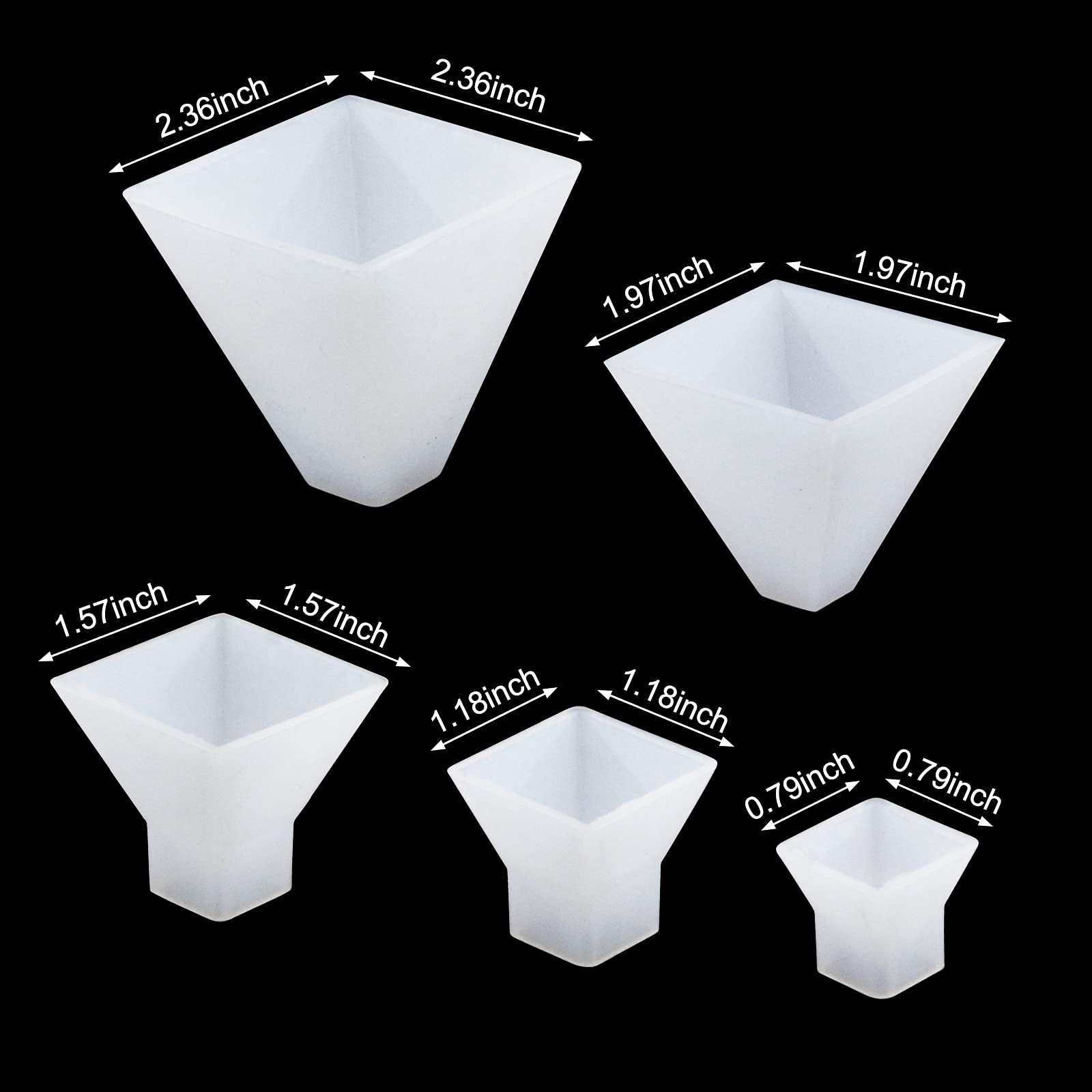 5-Piece Pyramid Silicone Mold Set for Resin Casting - DIY Epoxy Crystal Molds for Crafts, Jewelry Making & Home Decor - Perfect for DIY Gifts, Ornaments & Decorative Art Projects