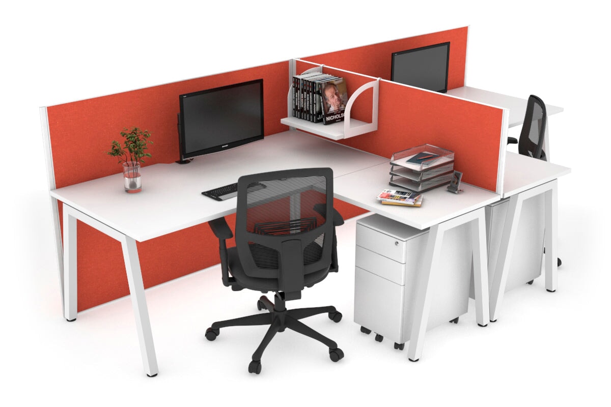 Quadro A Legs 2-Person Corner Workstation T-Shaped Desk [1800L x 1800W with Cable Management] - Perfect for Office Collaboration & Home Workspaces