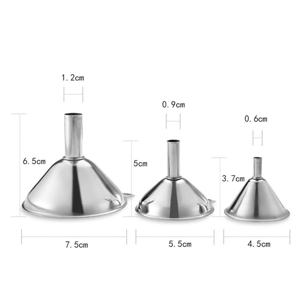 3-in-1 Stainless Steel Kitchen Funnel Set - Small Metal Funnels for Filling Bottles, Transferring Essential Oils, Liquids, Spices & Dry Ingredients | Durable, Dishwasher Safe | Perfect for Cooking, Baking, DIY Beauty & Home Organization