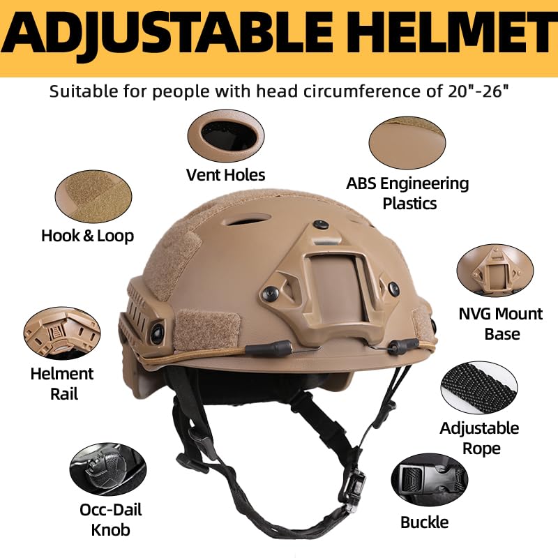 Tactical Helmet with Headset - Adjustable Military Helmet with Helmet Cover & Face Mask for Airsoft, Cosplay & Outdoor Activities | Perfect for Airsoft Games, Military Reenactments & Tactical Training