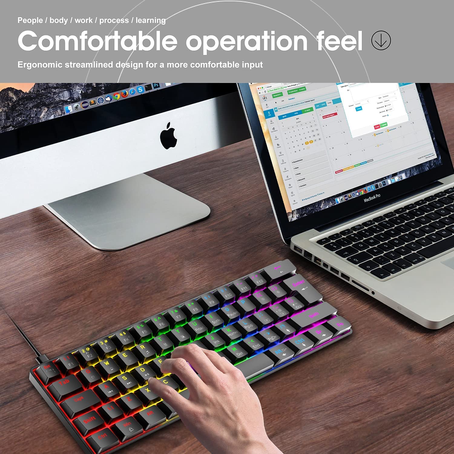60% Wired Mechanical Gaming Keyboard & Mouse Combo - RGB Backlit for PC/Mac Gaming