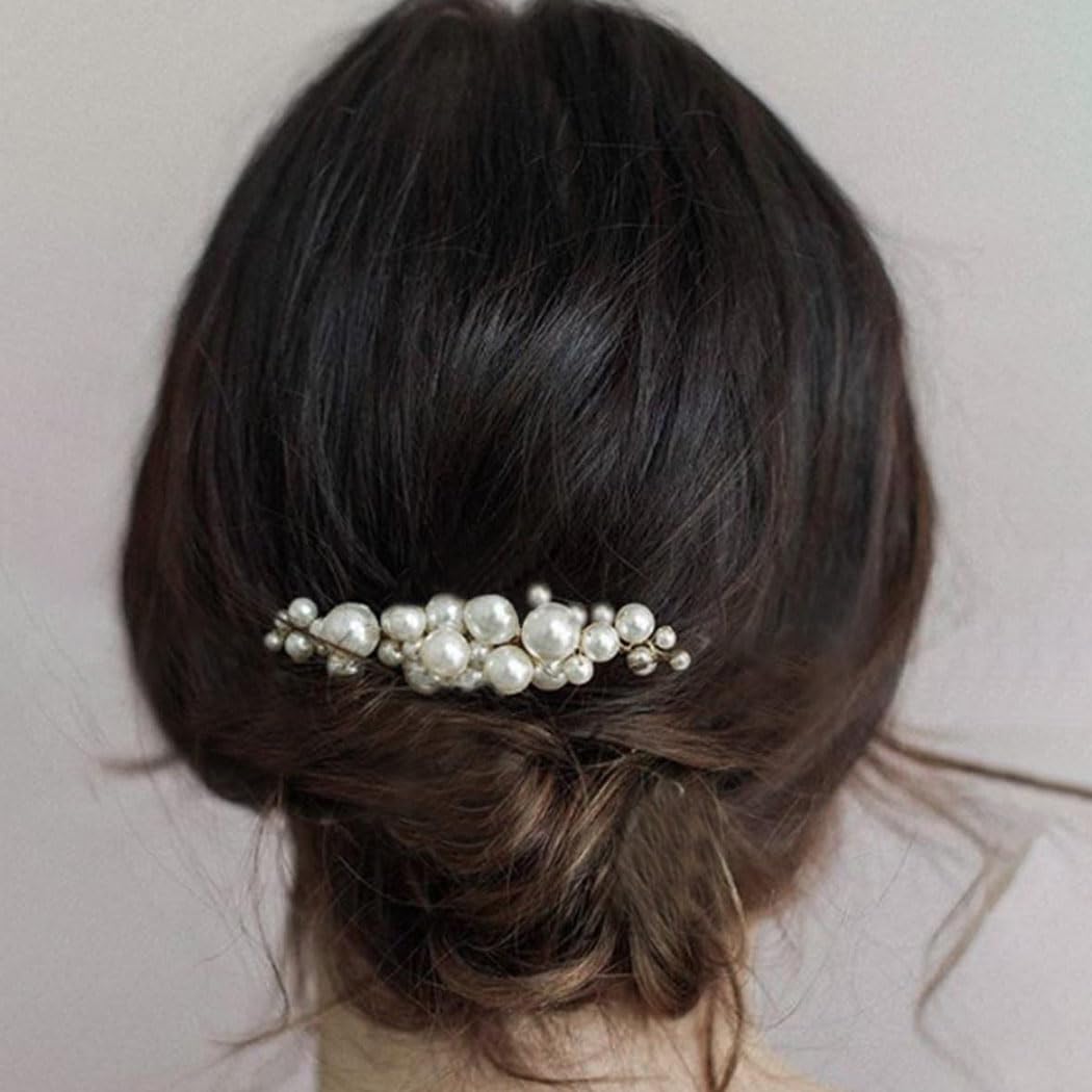 Casdre Silver Pearl Wedding Hair Comb - Elegant Bridal Side Hairpiece for Women & Girls | Perfect for Weddings, Prom, and Formal Events