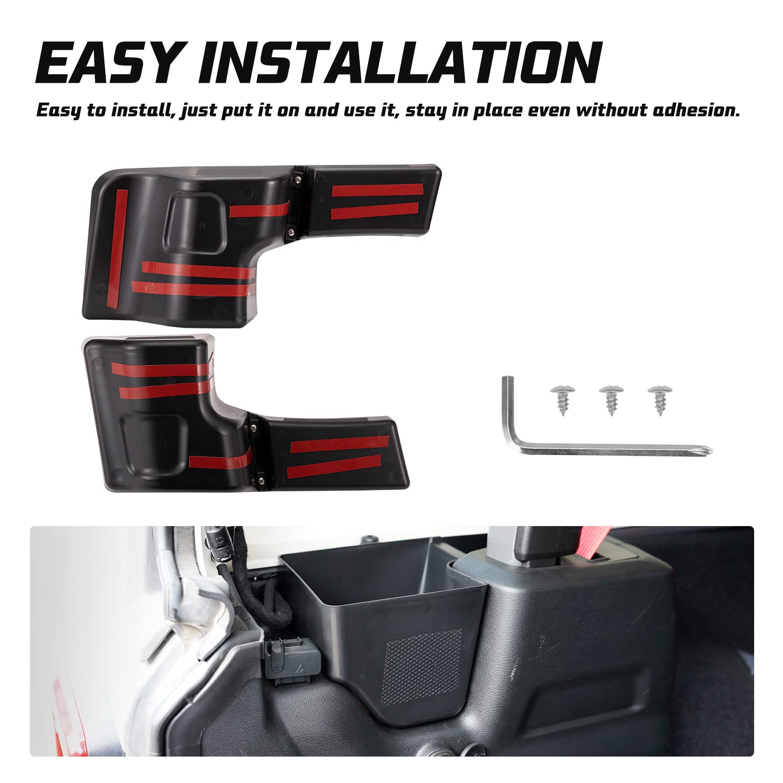 Kiwi Master Wheel Well Storage Trunk Organizers for 2018-2023 Jeep Wrangler JL - Rear Storage Bin Box Tray, Interior Accessories Parts (Left & Right Side, Pair, Black) - Perfect for Road Trips, Camping & Off-Road Adventures