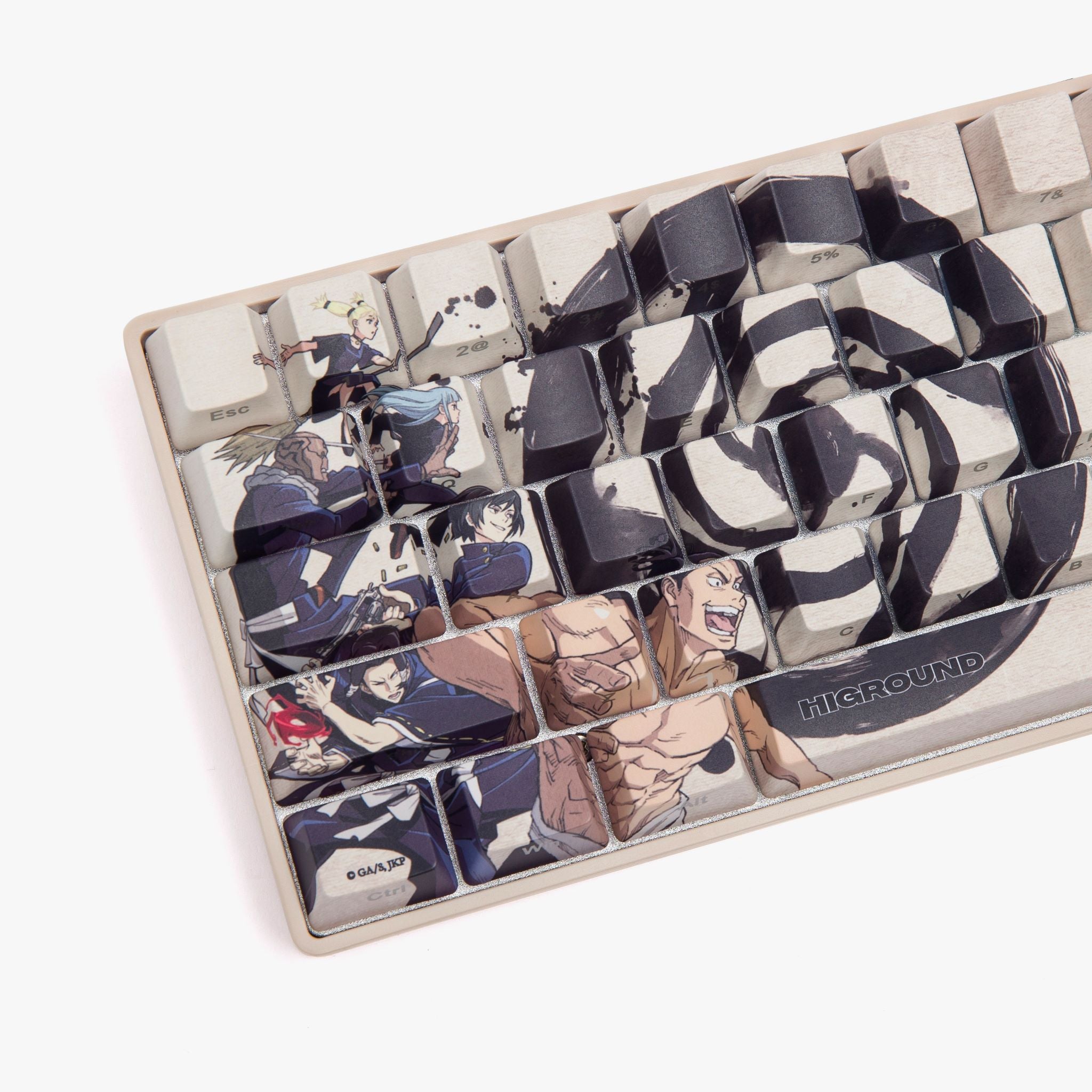 JJK x HG 68 Keycap Set - Anime Themed Mechanical Keyboard Keycaps for Gaming & Typing - Perfect for School, Work & Home Office Setup