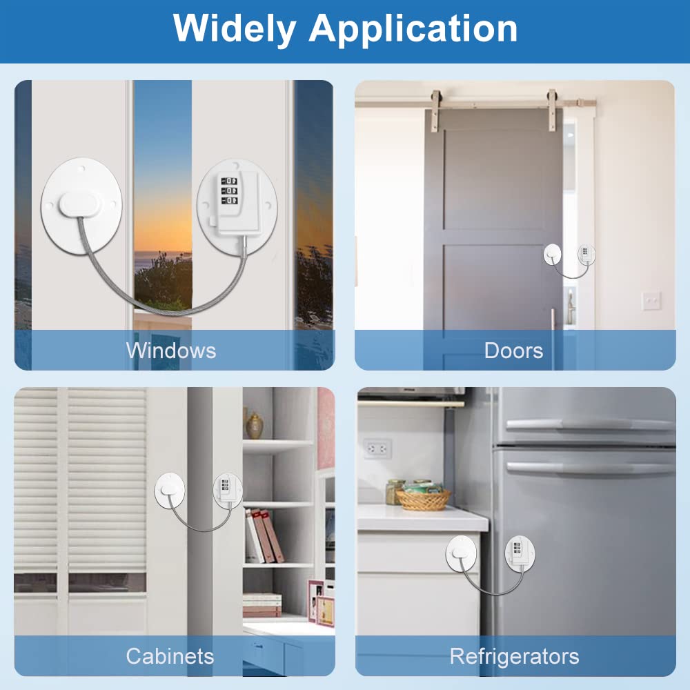 AOSITE 4-Pack White Refrigerator Lock Combination - Child Proof Fridge Locks for Adults & Kids, Strong Adhesive Mini Fridge Security Locks - Perfect for Home, Office, Dorm & Travel Use