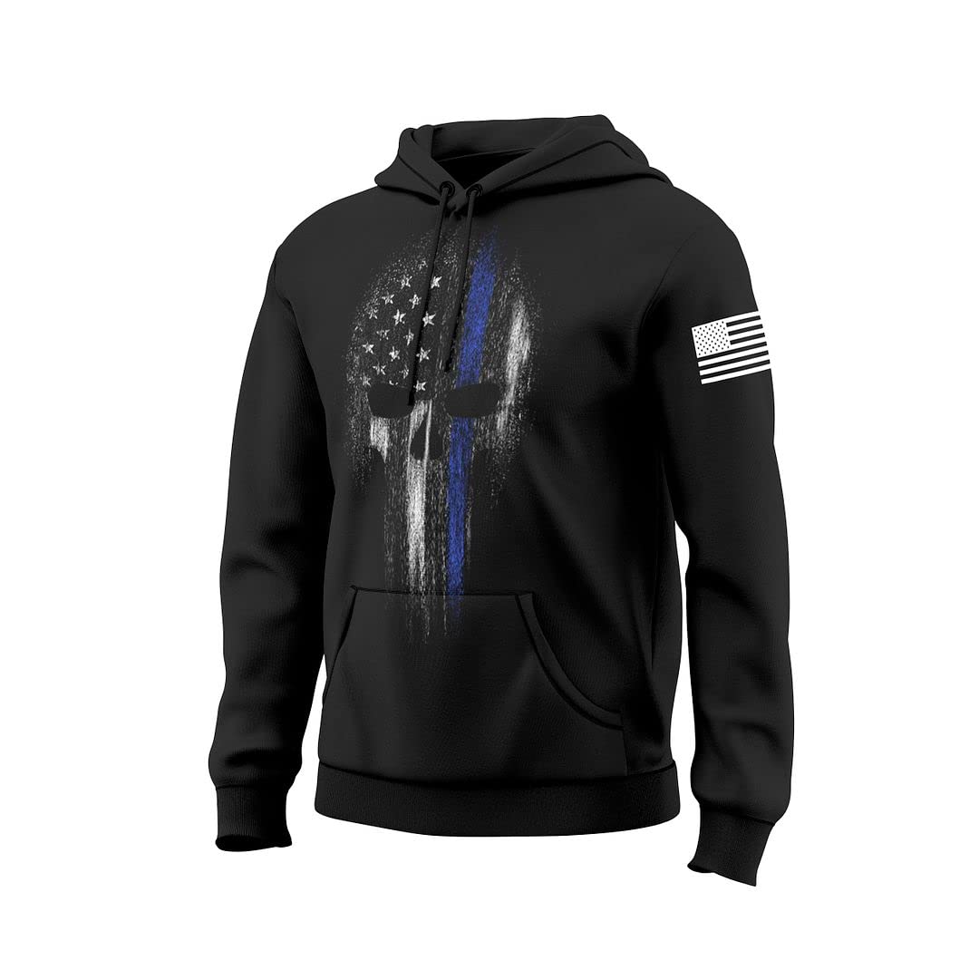 USA Flag Skull Hoodie - Patriotic Men's Sweatshirt for Casual Wear